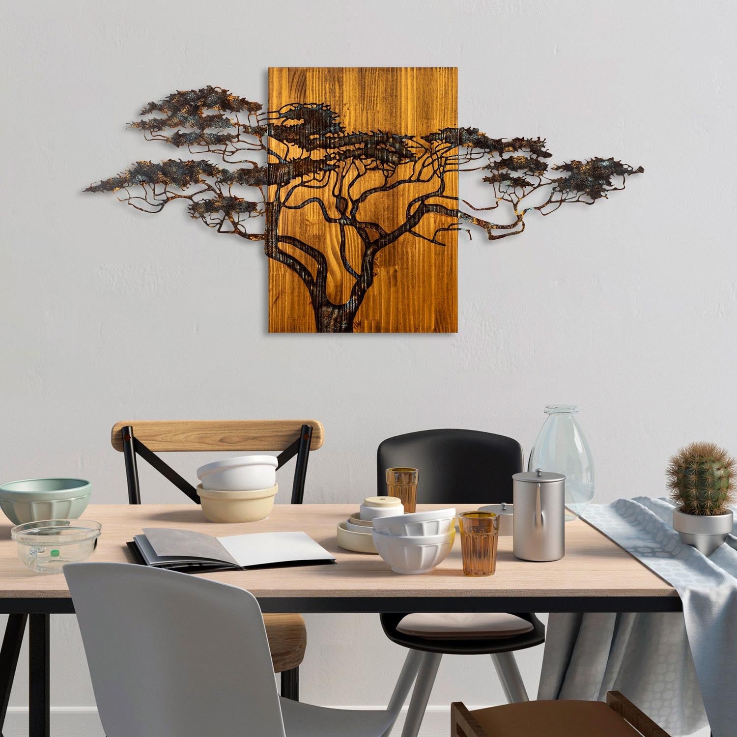 Bringen Sie mit der einzigartigen Acacia Tree Wanddeko von Wallity Farbe und Stil in Ihr Zuhause. Handgefertigt aus echtem Holz, ein echtes Kunstwerk!
