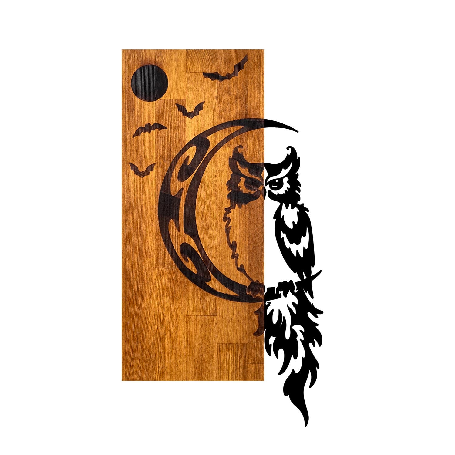 Owl in Walnuss Schwarz präsentiert im Onlineshop von KAQTU Design AG. Wanddeko ist von Wallity