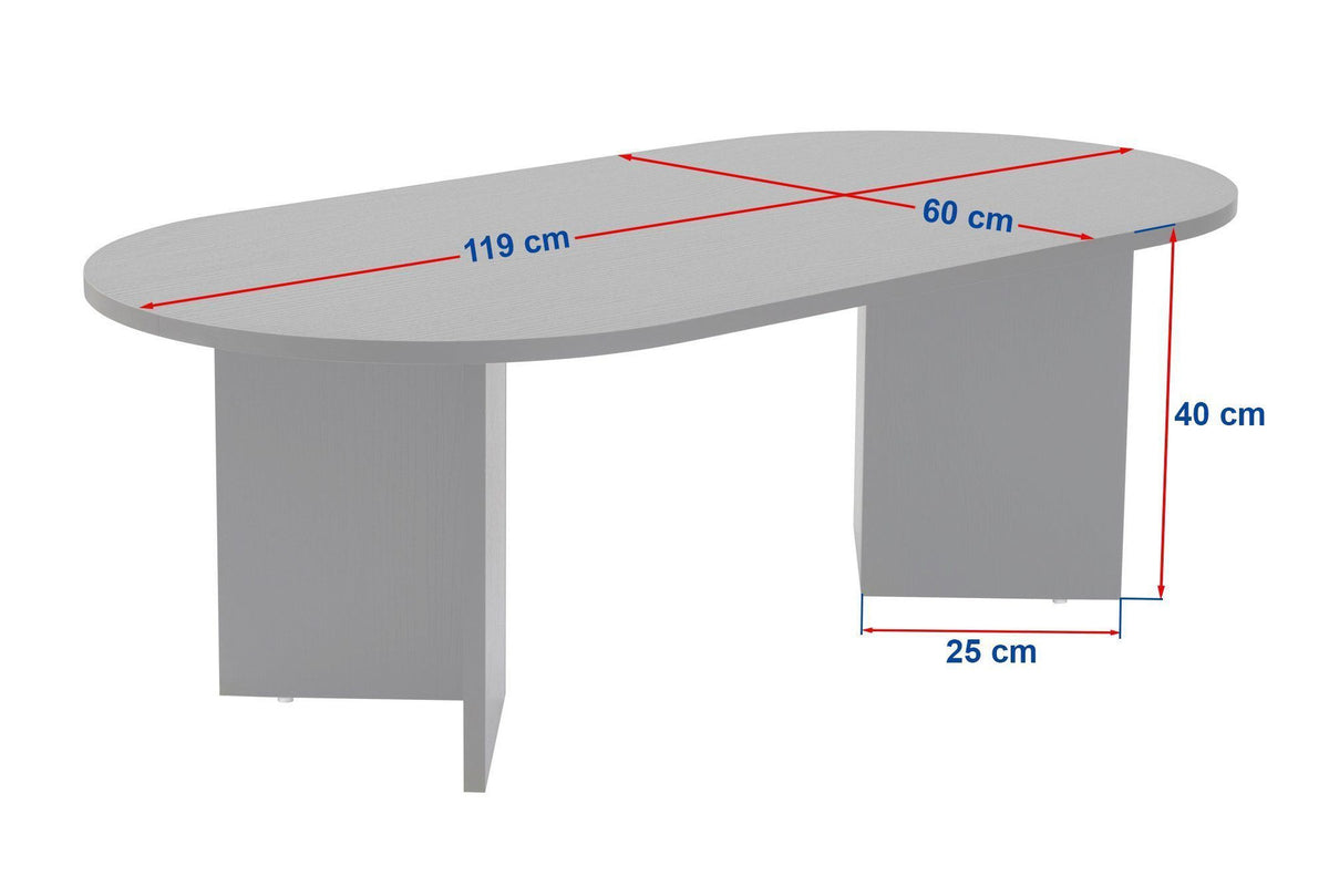 Couchtisch Sable von Nordure mit Tischplatte in Travertin-Optik und Gestell in Venezia-Walnuss-Optik, rechteckige Form, 119 x 60 x 40 cm.