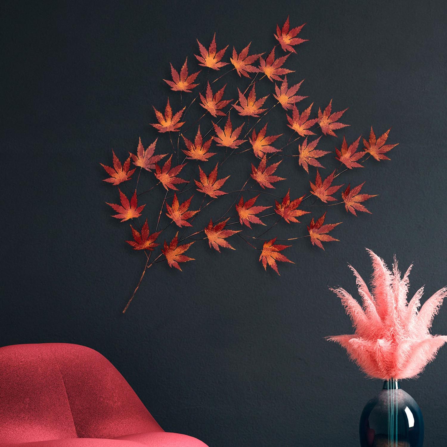 Entdecken Sie die exquisite Wanddeko "Acer Palmatum" von Wallity – ein handgefertigtes Metallkunstwerk, das jeden Raum stilvoll verwandelt.