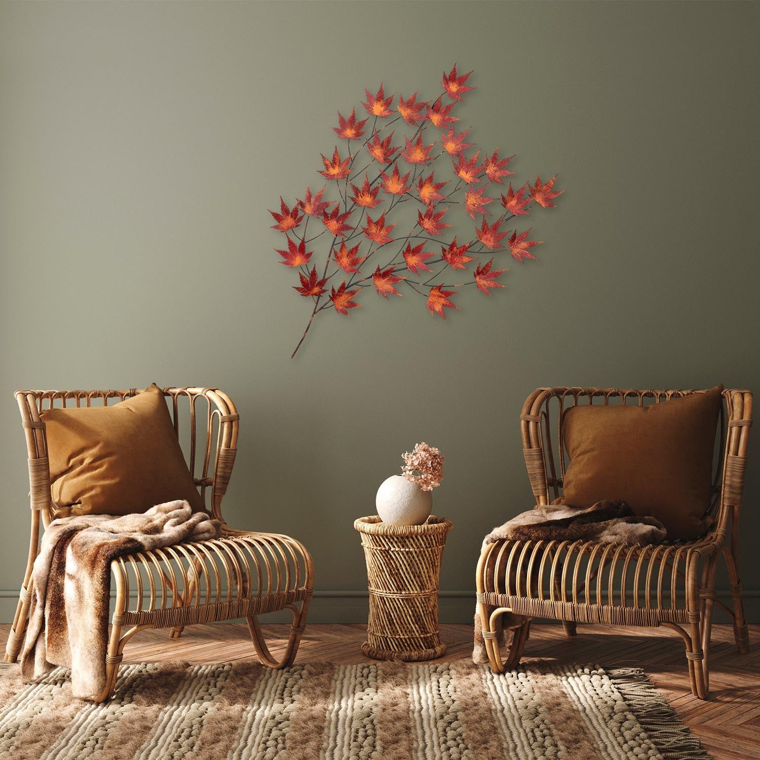 Entdecken Sie die exquisite Wanddeko "Acer Palmatum" von Wallity – ein handgefertigtes Metallkunstwerk, das jeden Raum stilvoll aufwertet.