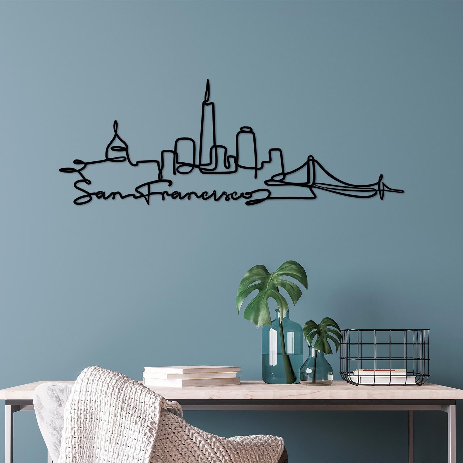 Verleihen Sie Ihrem Raum mit der San Francisco Wanddeko von Wallity in Schwarz einen Hauch von Eleganz und Kreativität – ein zeitloses Kunstwerk für Ihr Zuhause.