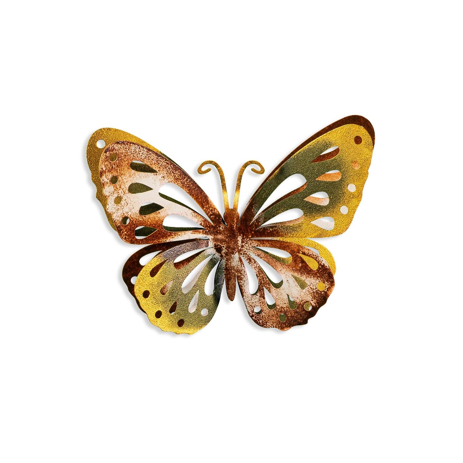 Verleihen Sie Ihrem Zuhause mit der Farfalla 3 Wanddeko von Wallity einen Hauch von Kreativität und Stil. Dieses handbemalte Metallstück ist ein einzigartiges Kunstwerk, das jeden Raum aufwertet.