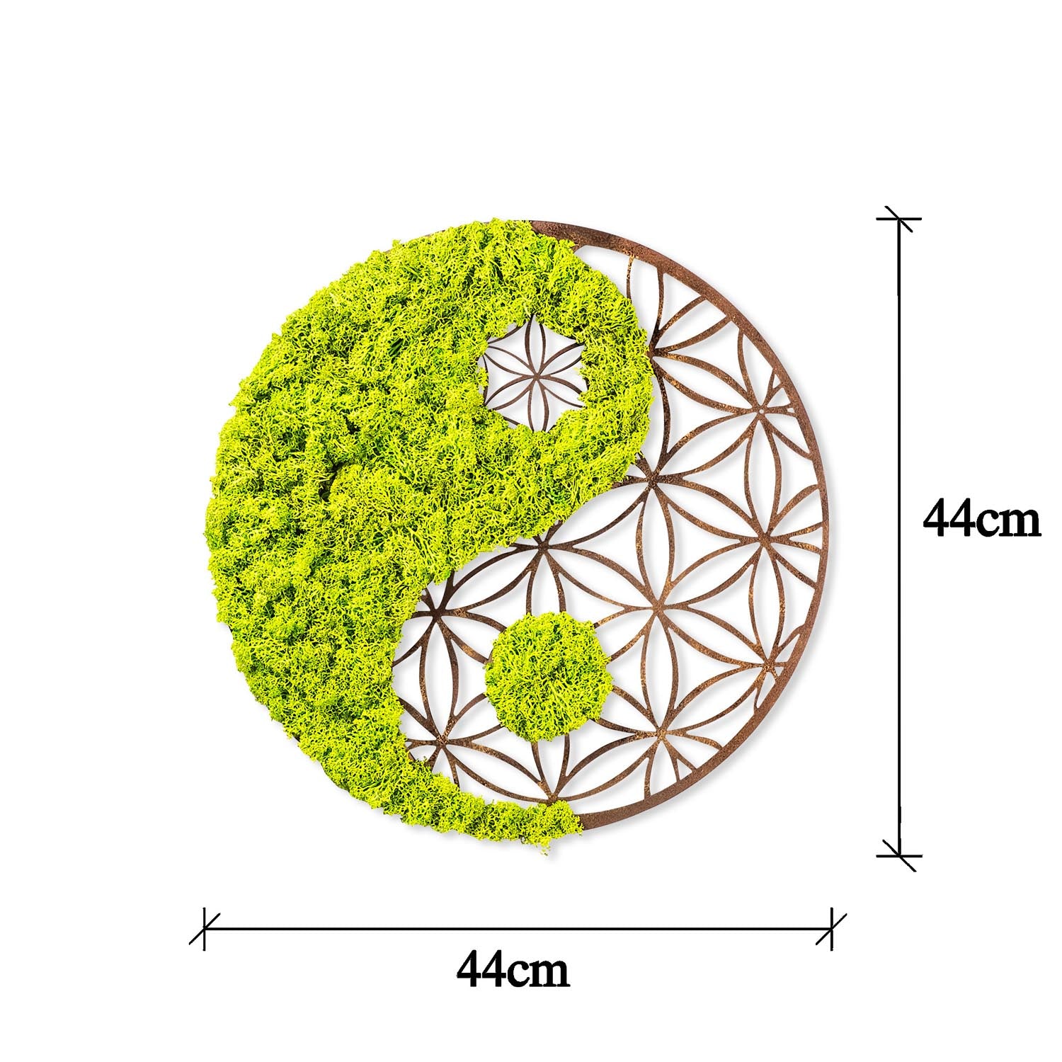 Verleihen Sie Ihrem Zuhause mit der handgefertigten Yin Yang Wanddeko in Grün und Braun von Wallity einen eleganten, harmonischen Akzent.