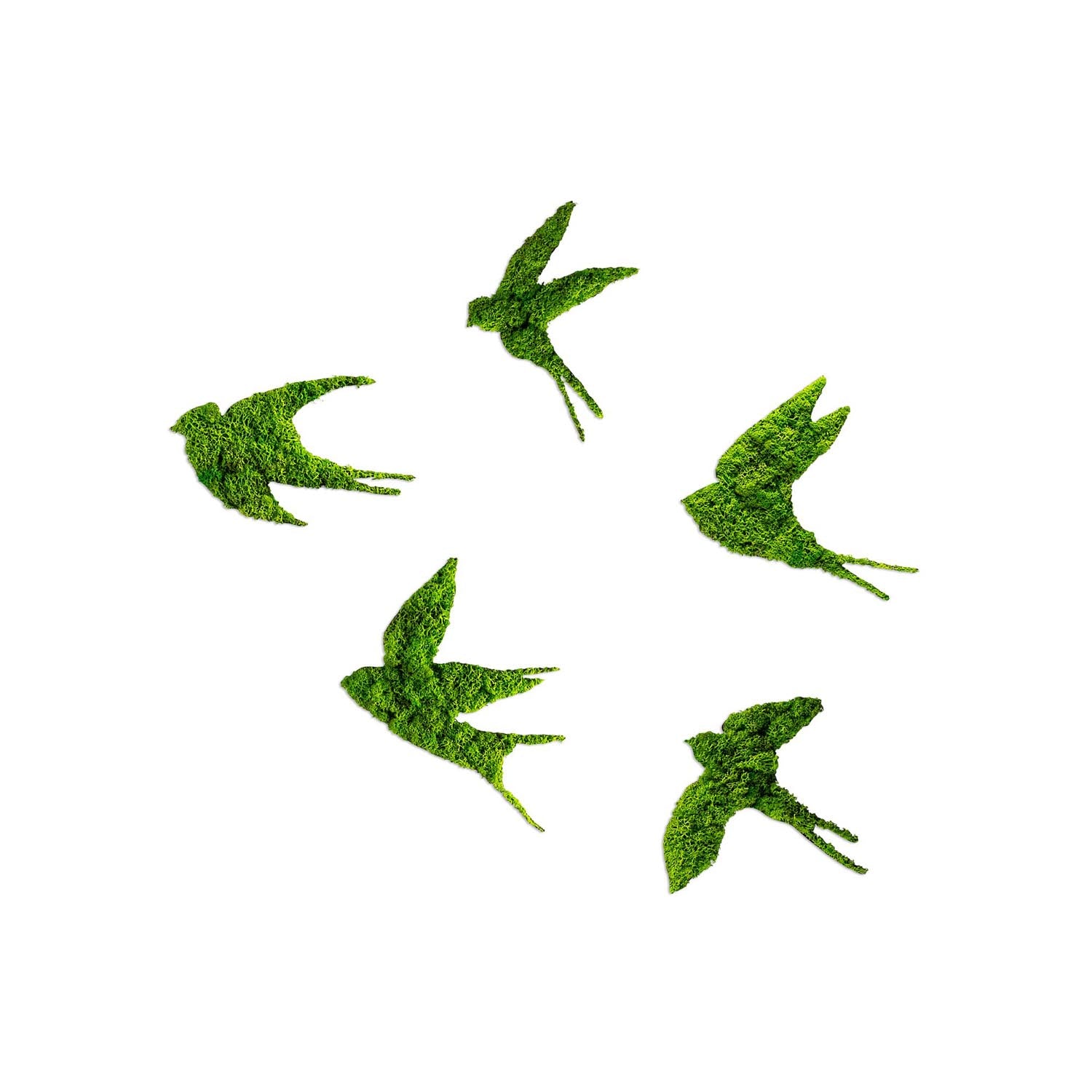 Verleihen Sie Ihrem Zuhause mit der einzigartigen Wanddeko "Swallows" von Wallity in strahlendem Grün einen Hauch von Eleganz und Stil!