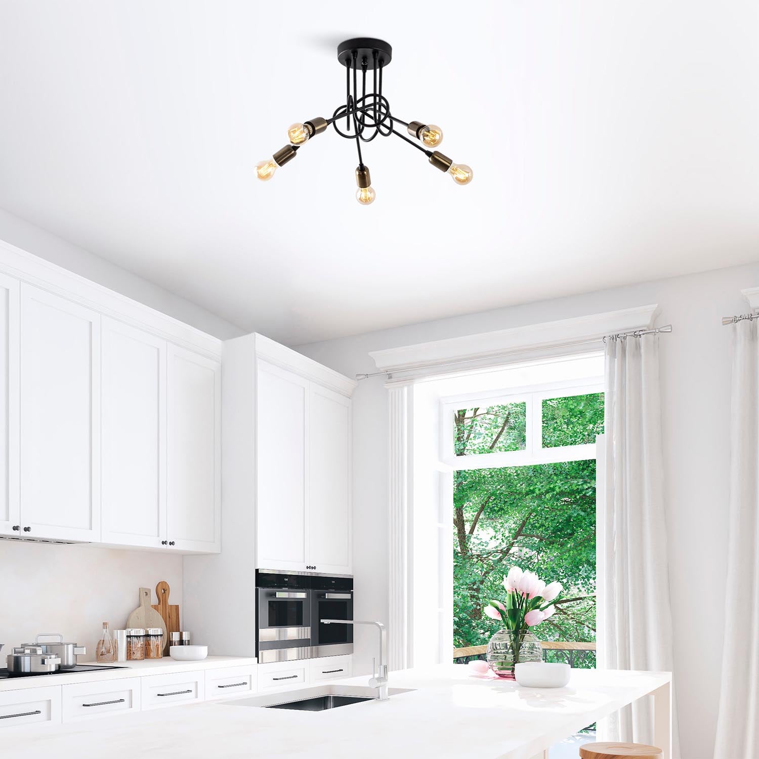 Verleihen Sie Ihrem Zuhause mit der Viraj Deckenleuchte von Opviq in Schwarz Antiquität einen Hauch von Eleganz und Vintage-Charme.