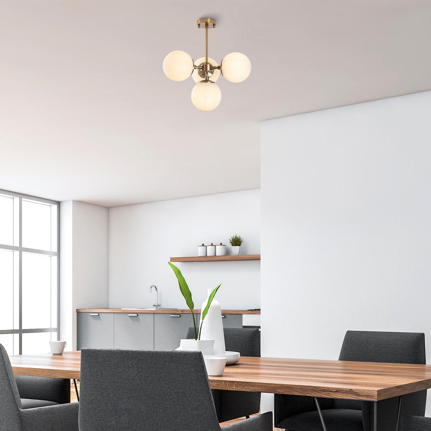 Entdecken Sie die elegante Akkas Deckenleuchte von Opviq. Ihr Vintage-Design und die Glaskappe verleihen jedem Raum einen Hauch von Glamour.