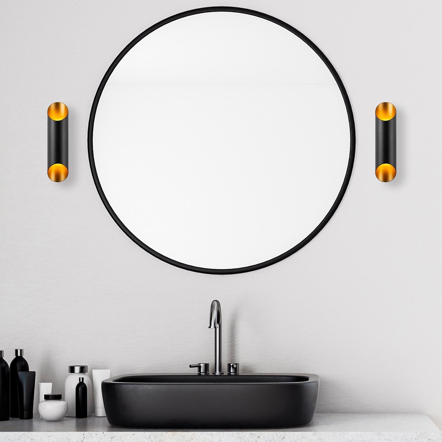 Lampe murale coupée - or noir