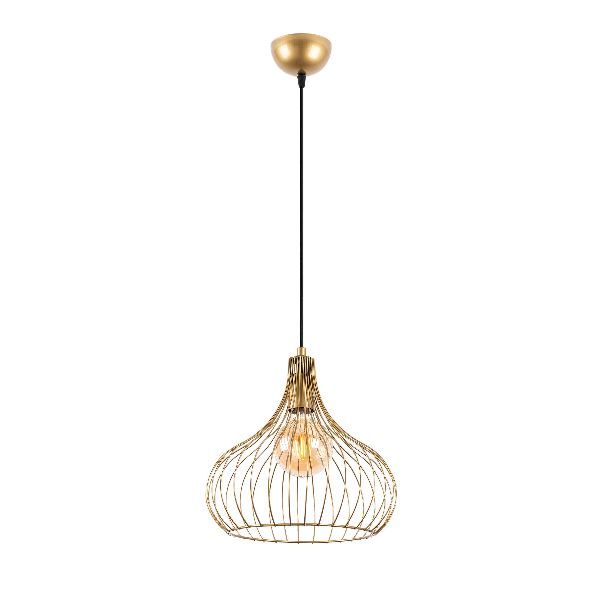Verleihen Sie Ihrem Raum mit der Teldamla Pendelleuchte von Opviq in glänzendem Gold einen Hauch von Luxus und Eleganz. Ideal für kreative Lichtgestaltungen!