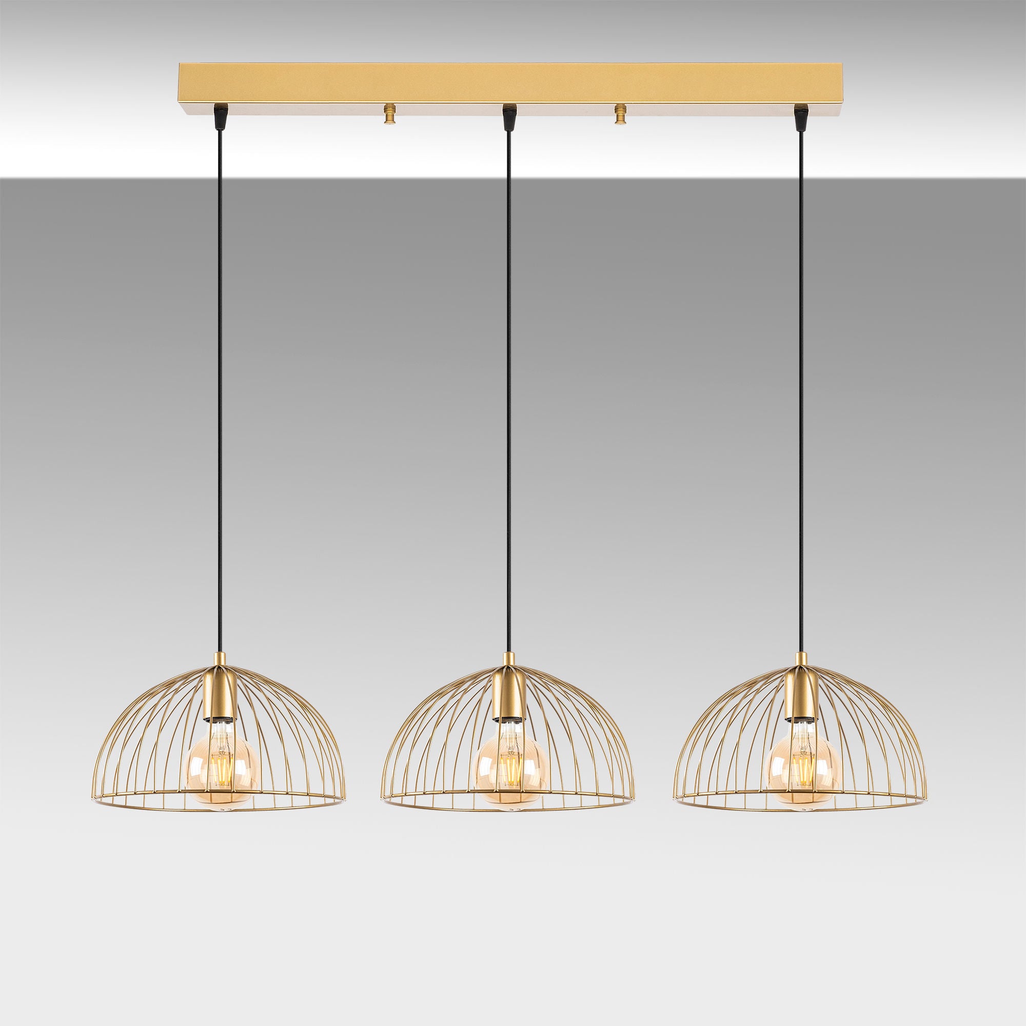 Elegante Telkure Pendelleuchte von Opviq: Ein strahlendes Goldstück, das mit verstellbarer Höhe und modernem Design jeden Raum in ein stilvolles Ambiente verwandelt.