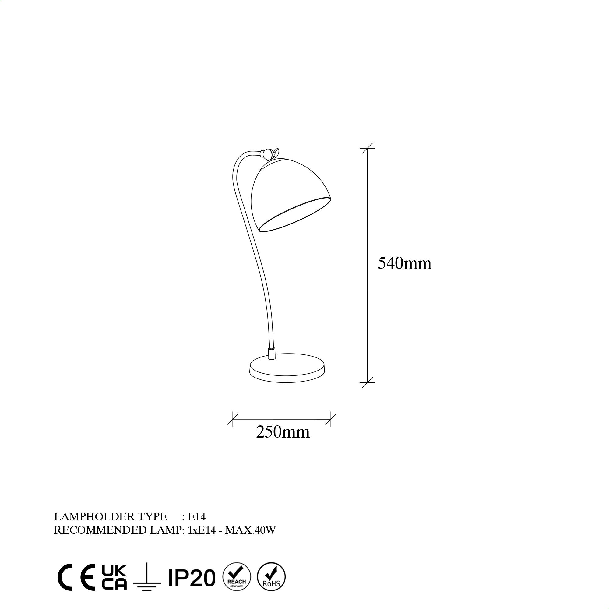 Acuka12295 Lampe de table - Or noir