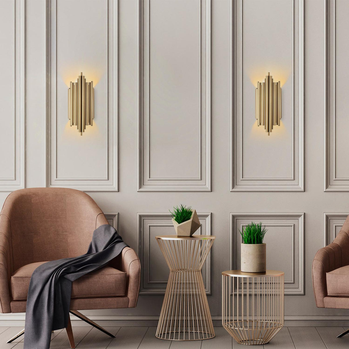 Reis Wandleuchte - Gold in Gold präsentiert im Onlineshop von KAQTU Design AG. Wandleuchte ist von Opviq