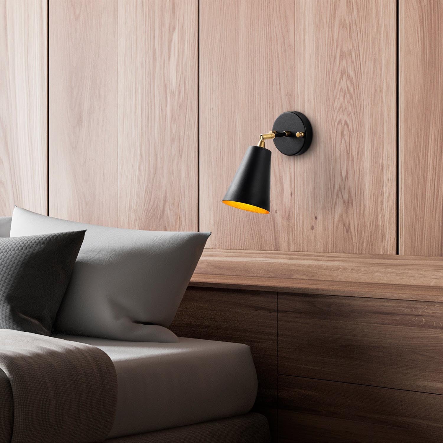 Stilvolle Evander Wandleuchte in Schwarz und Gold von Opviq. Perfekt für eine einladende Atmosphäre und moderne Einrichtungsideen.