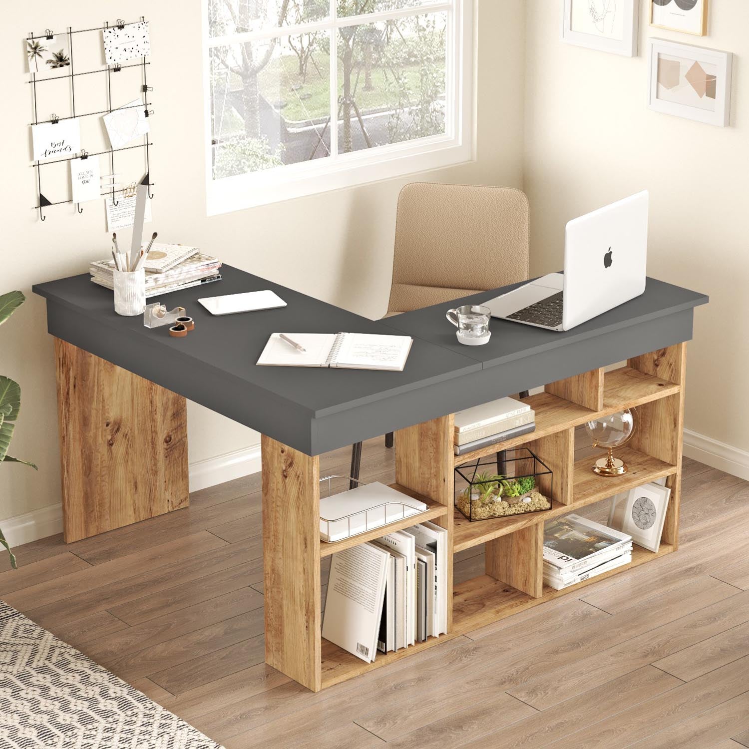 Entdecken Sie den Ct5 Schreibtisch in Atlantischer Kiefer und Anthrazit von Hanah Home – modern, funktional und stilvoll für Ihr Home Office.