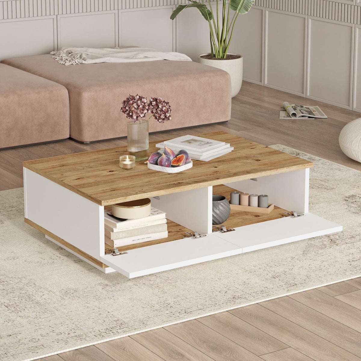Fr14 Sofatisch - Atlantische Kiefer Weiss in Atlantische Kiefer Weiss präsentiert im Onlineshop von KAQTU Design AG. Couchtisch ist von Hanah Home