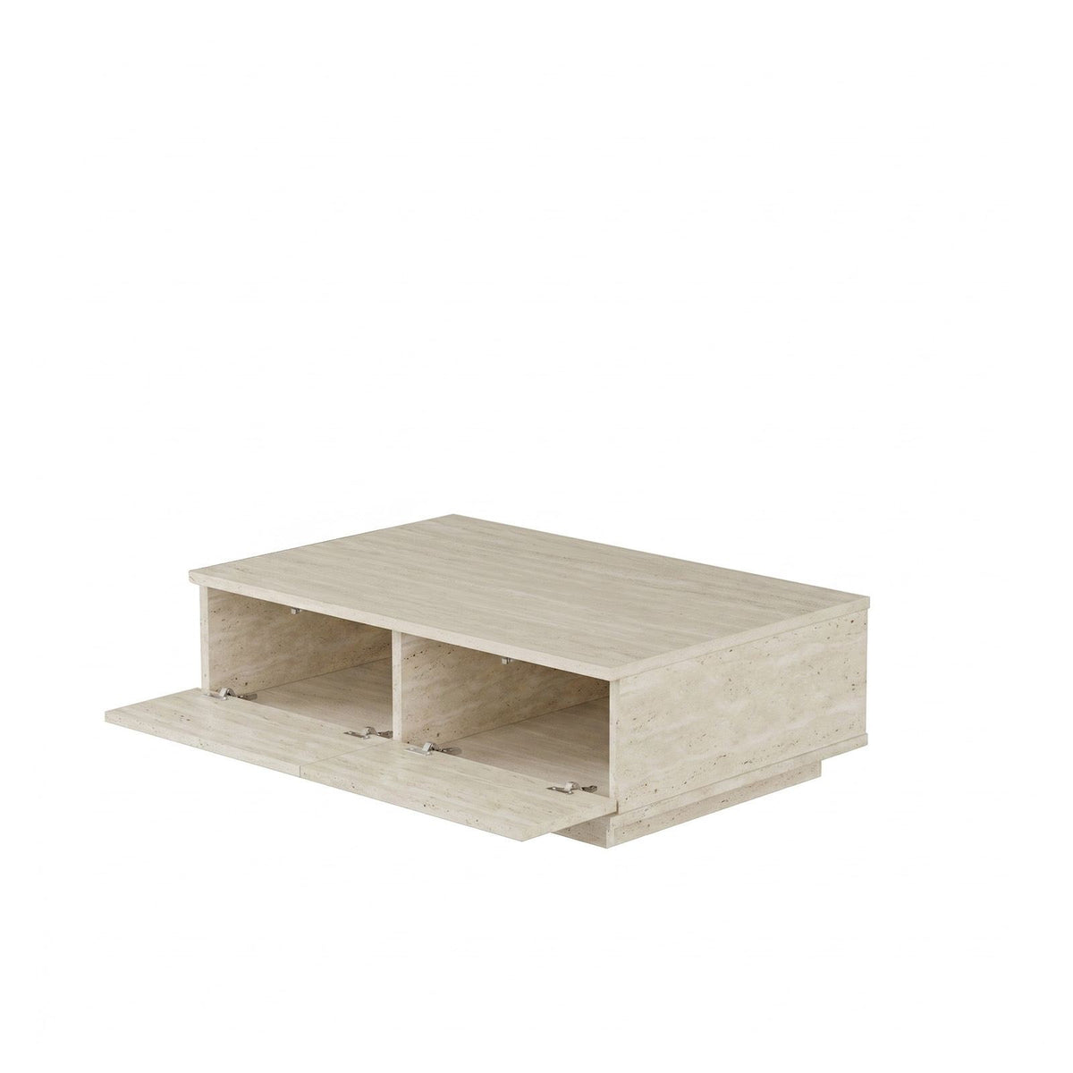 Couchtisch Ave14-T von Hanah Home in Travertin-Optik, rechteckige Form aus Melaminspanplatte, Masse 90 x 60 x 28,6 cm.