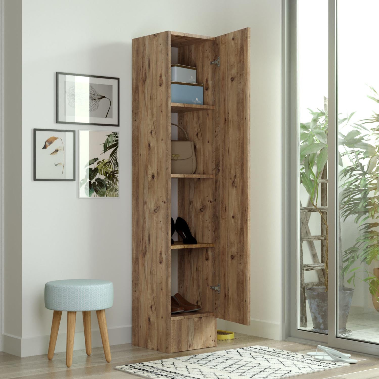 Verleihen Sie Ihrem Flur mit der Ml14 Garderobe aus Atlantischer Kiefer von Hanah Home einen modernen Look – funktional und elegant!