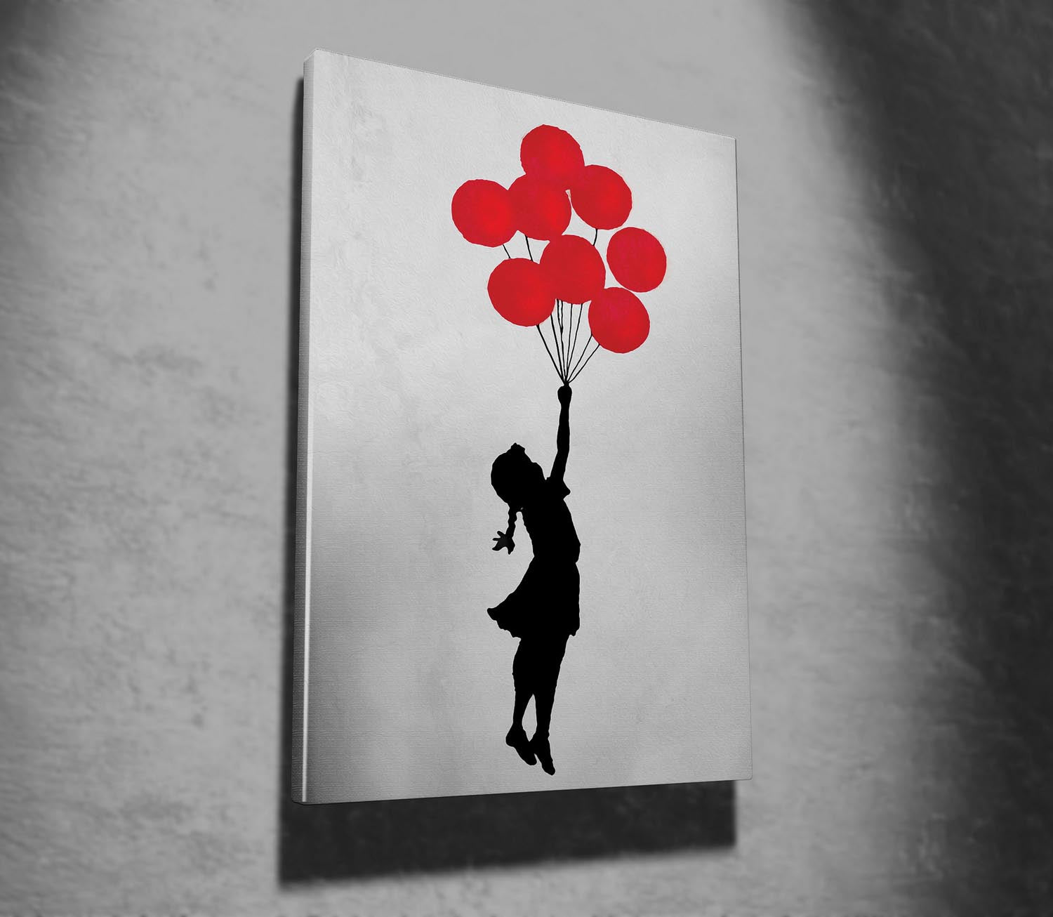 Erleben Sie das WY63 Leinwandbild "Fliegendes Ballon Mädchen" von Banksy. Ein lebendiges Kunstwerk, das Inspiration und Eleganz in Ihr Zuhause bringt.