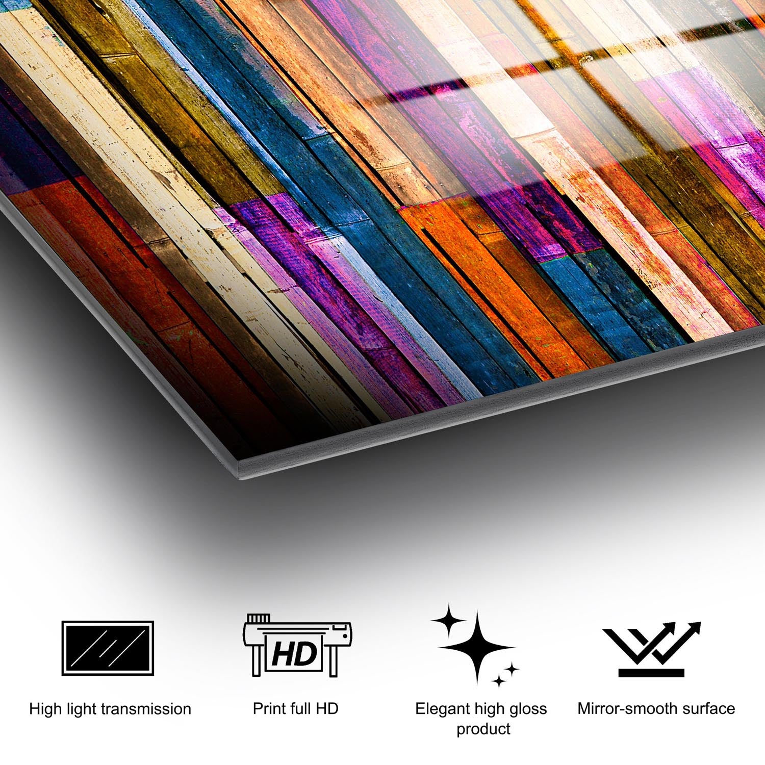 Entdecken Sie das UV-002 von Wallity: Ein faszinierendes, mehrfarbiges Glasgemälde, das jeden Raum mit lebendigen Farben und stilvollem Design verwandelt!