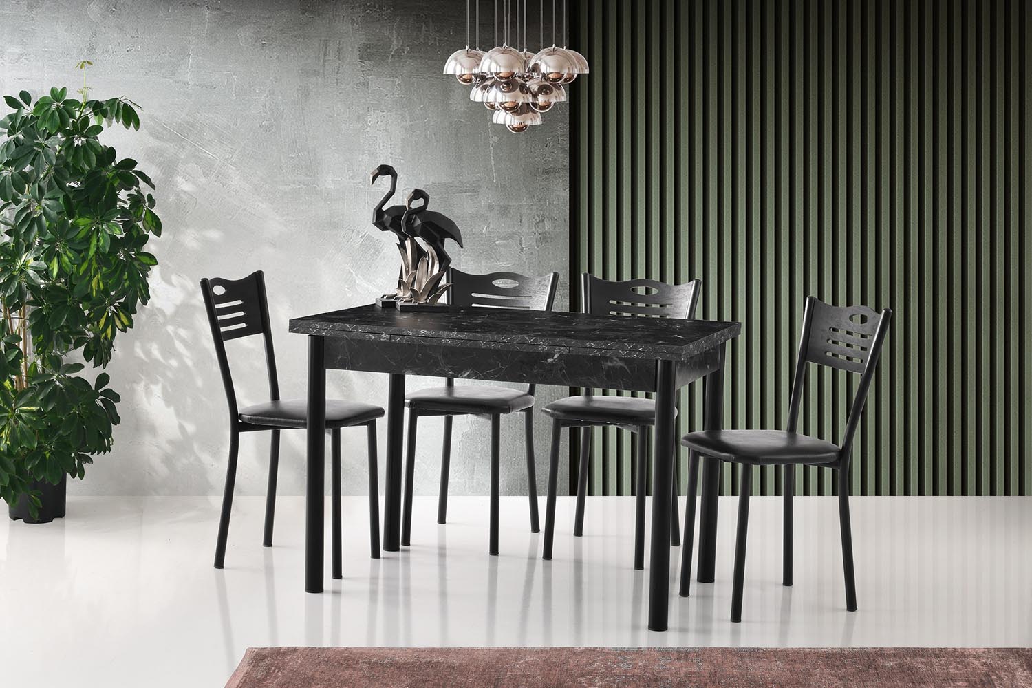 Entdecken Sie den eleganten Polo Esstisch in Schwarz von Hanah Home. Ausziehbar, stabil und stilvoll – ideal für jedes Esszimmer!