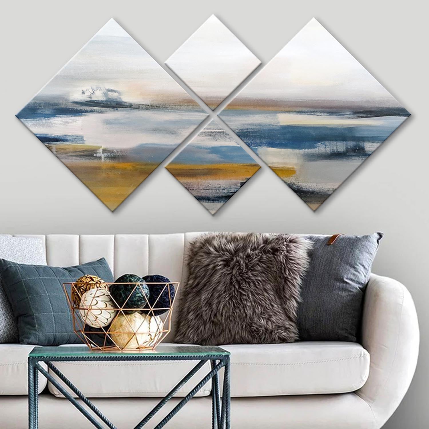 Entdecken Sie die farbenfrohe MDF-Malerei von Wallity! Dieses 4-teilige Set verwandelt Ihre Wände in Kunstwerke und bringt Eleganz in jeden Raum.