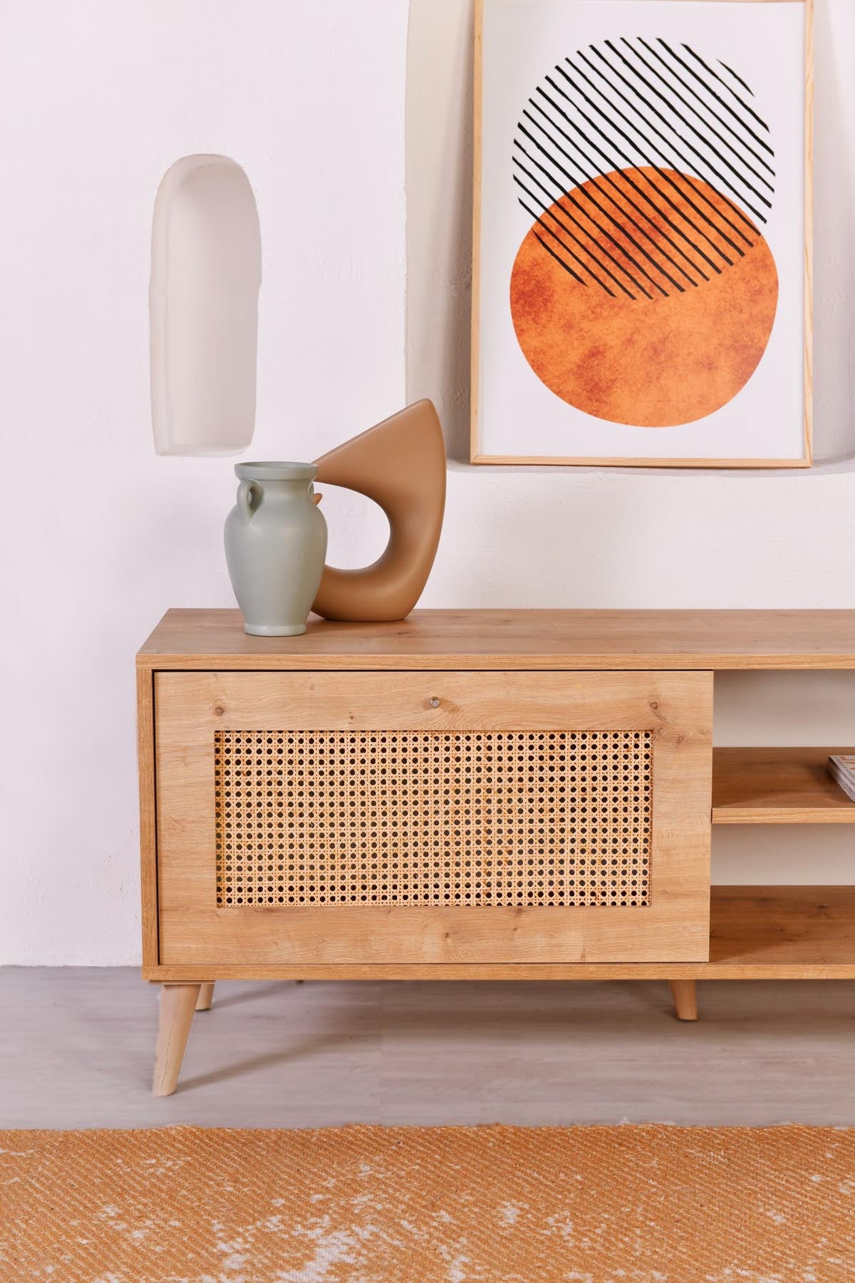 Gestalten Sie Ihr Zuhause mit dem Hazeran 140 Sideboard von Hanah Home – ein modernes Möbelstück aus Eiche, das Stil und Stauraum vereint!