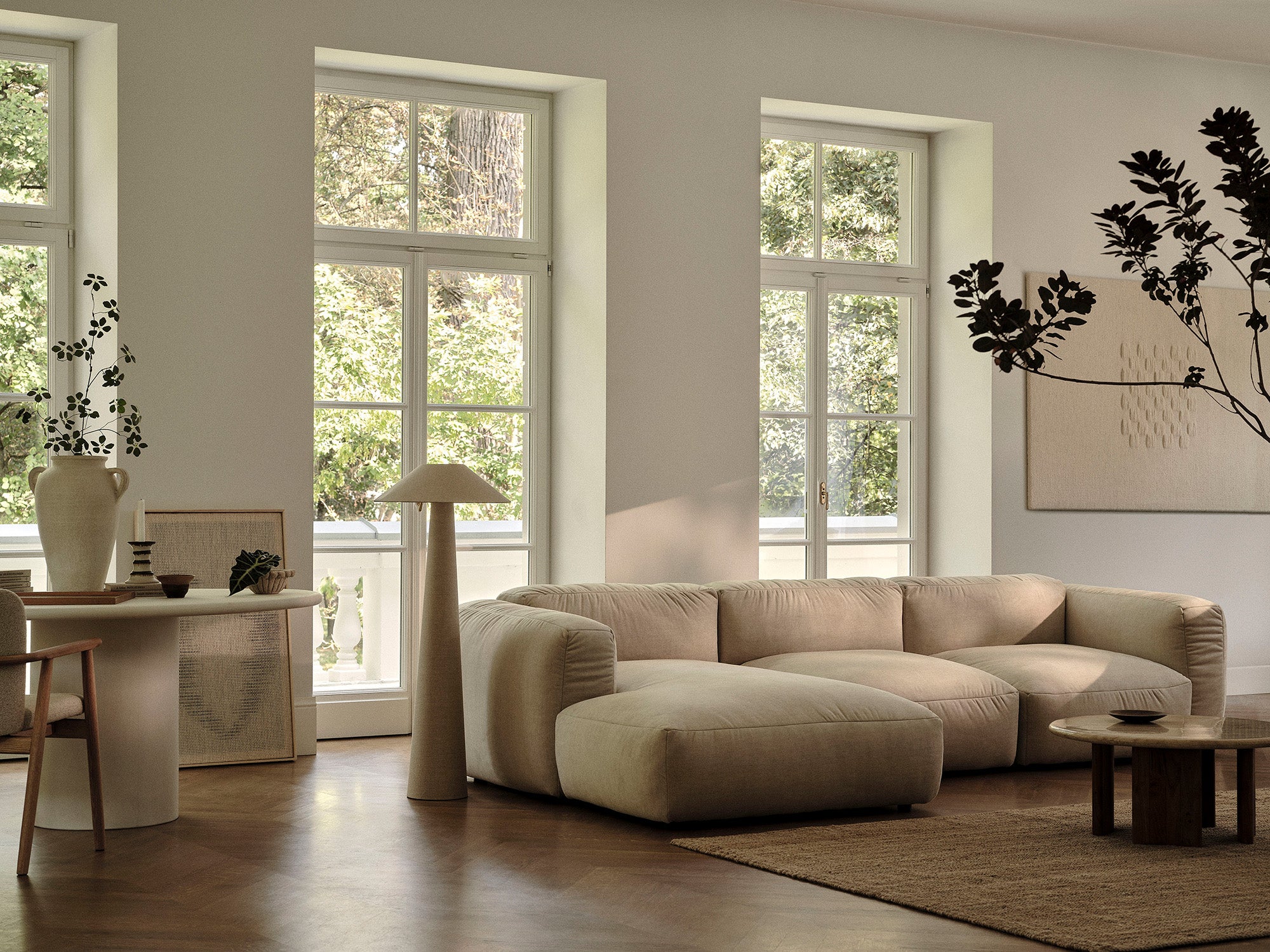 Canapé d'angle modulable Martina gauche 3 places