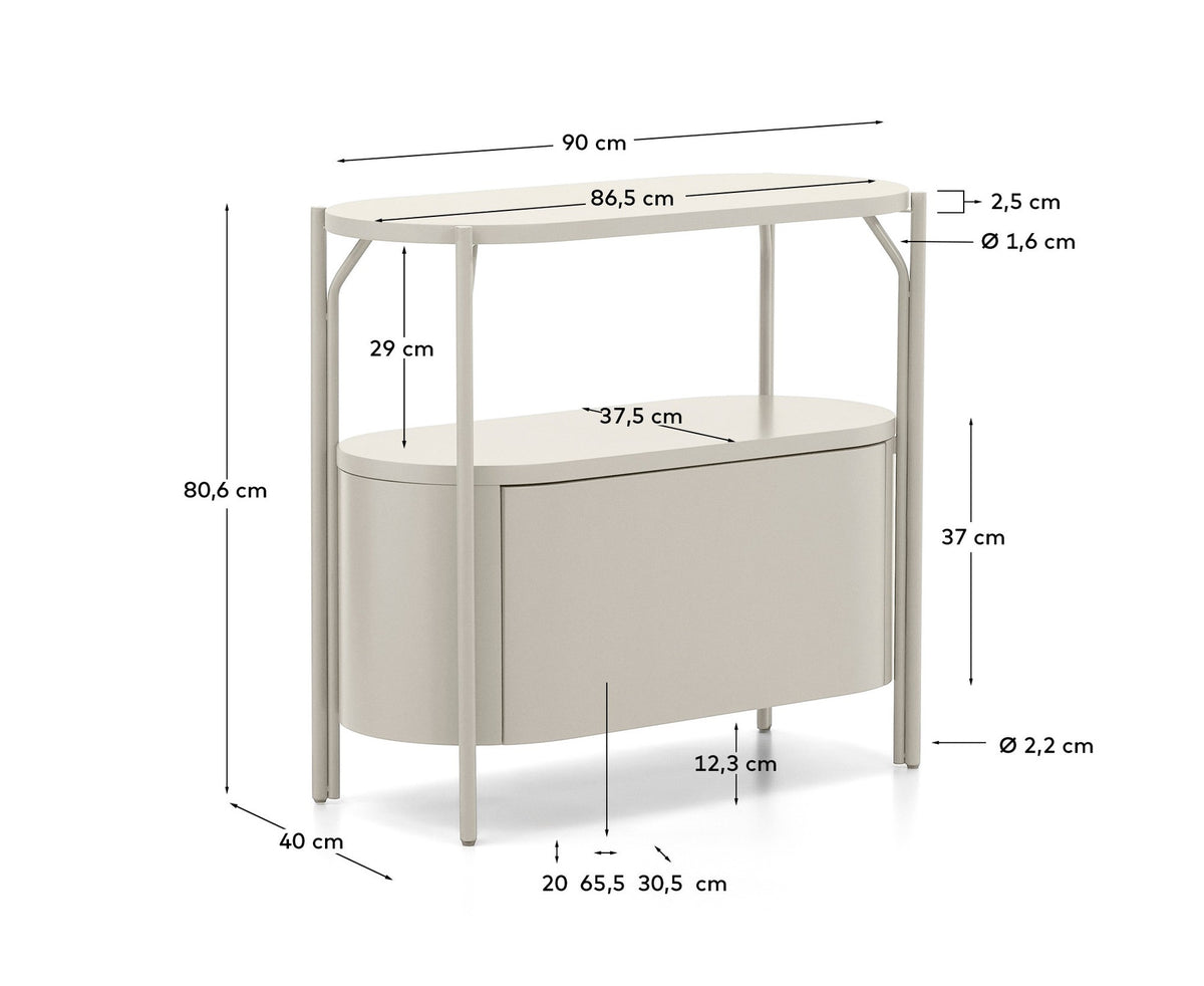 Badezimmermöbel Arely mit Stahlgestell und weiss lackiertem MDF, 90 x 40 cm in Beige präsentiert im Onlineshop von KAQTU Design AG. Badezimmermöbel ist von Kave Home