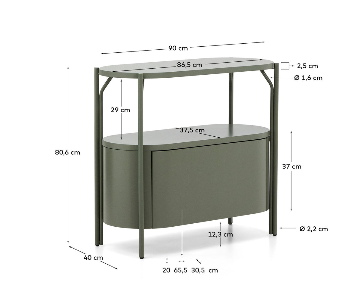 Badezimmermöbel Arely mit Stahlgestell und grün lackiertem MDF, 90 x 40 cm in Dunkelgrün präsentiert im Onlineshop von KAQTU Design AG. Badezimmermöbel ist von Kave Home