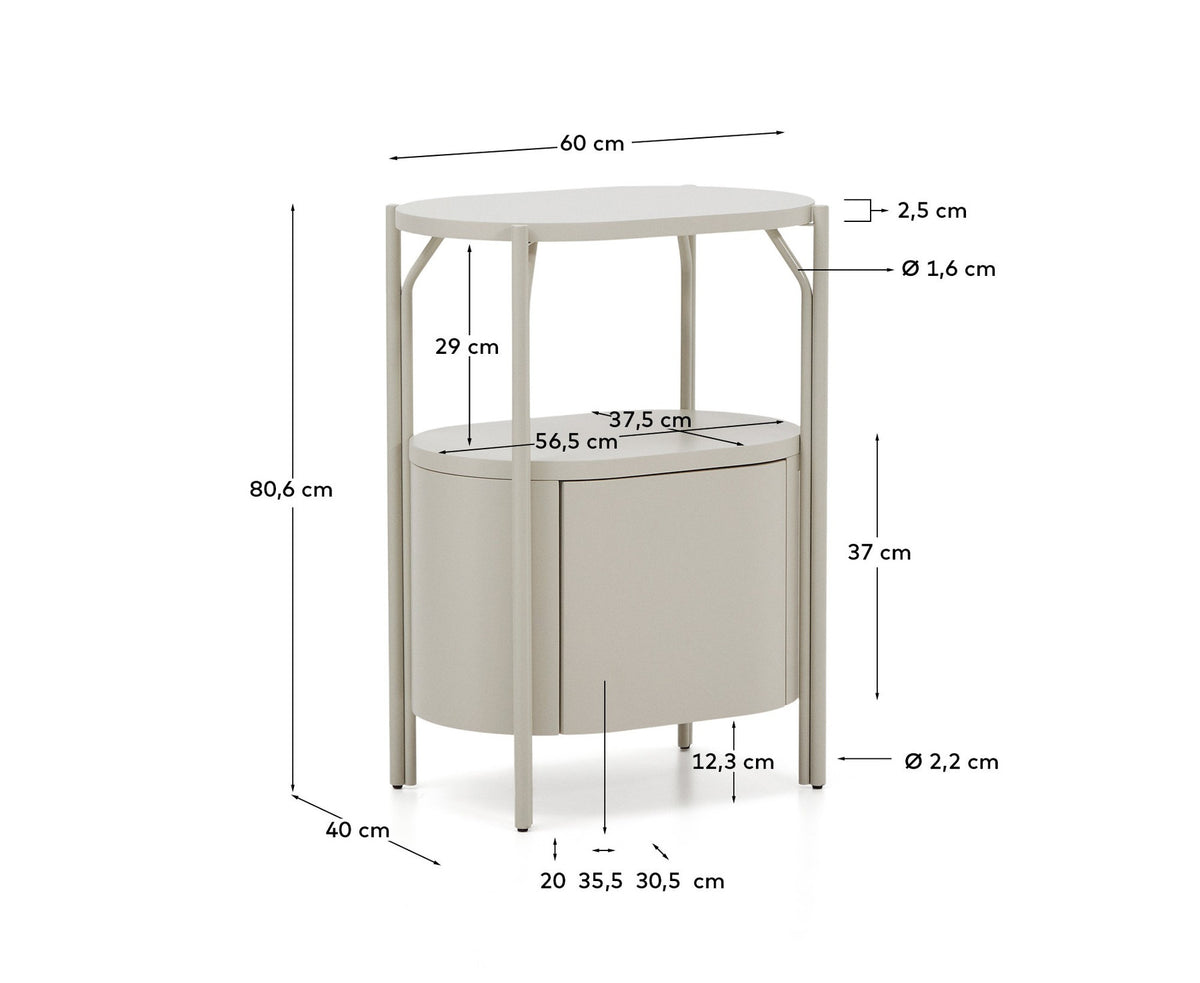 Badezimmermöbel Arely mit Stahlgestell und weiss lackiertem MDF, 60 x 40 cm in Beige präsentiert im Onlineshop von KAQTU Design AG. Badezimmermöbel ist von Kave Home