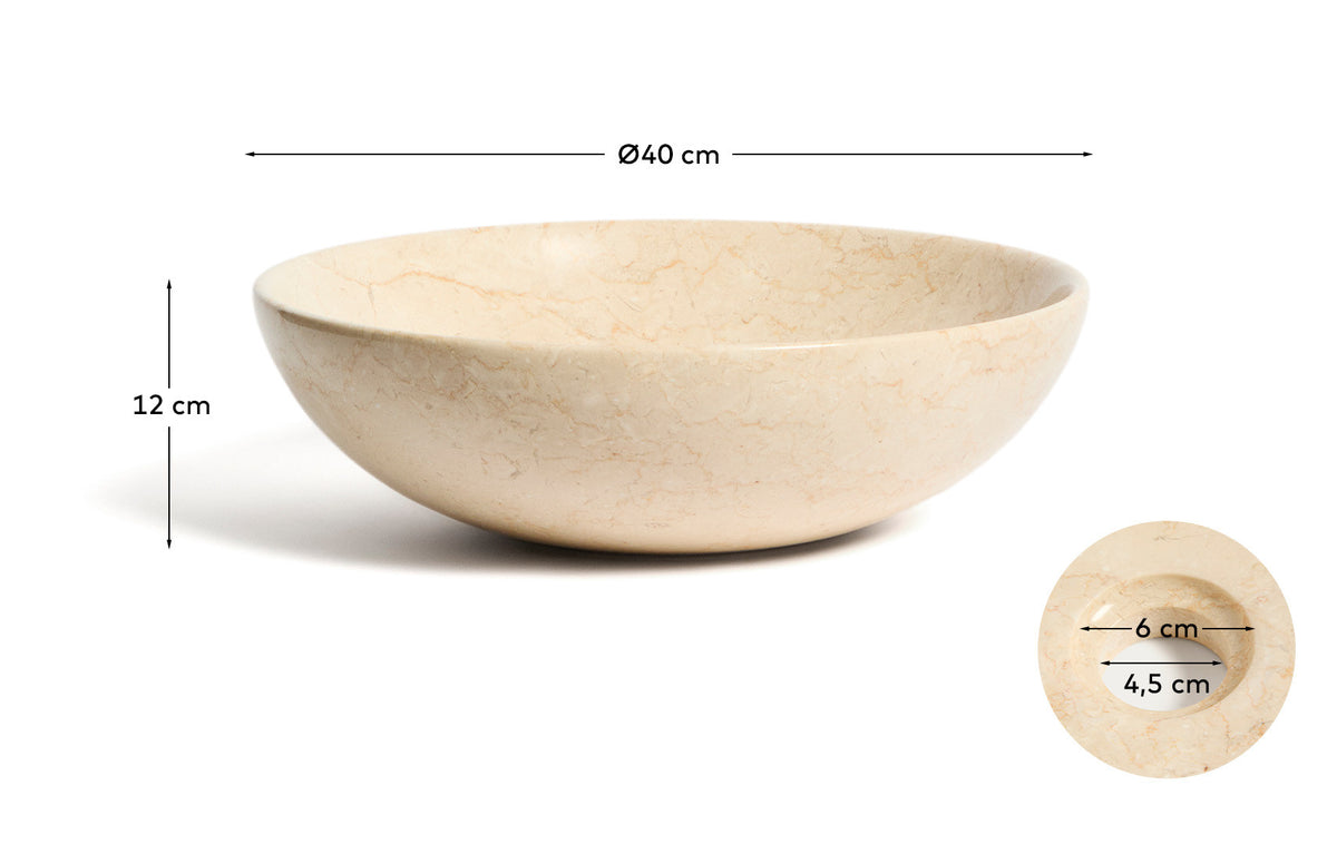 Aufsatzwaschbecken Darnen aus beigem Marmor, Ø 40 cm in Beige präsentiert im Onlineshop von KAQTU Design AG. Badezimmermöbel ist von Kave Home