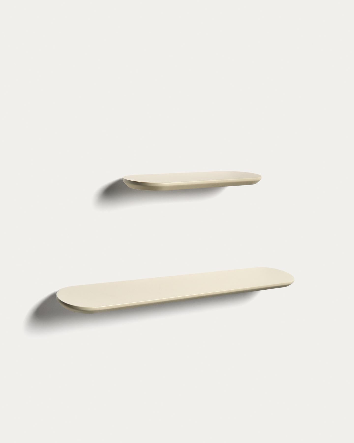 Set Arely aus 2 MDF-Regalen mit beigefarbener Lackierung, 35 cm/55 cm in Beige präsentiert im Onlineshop von KAQTU Design AG. Badzubehör ist von Kave Home