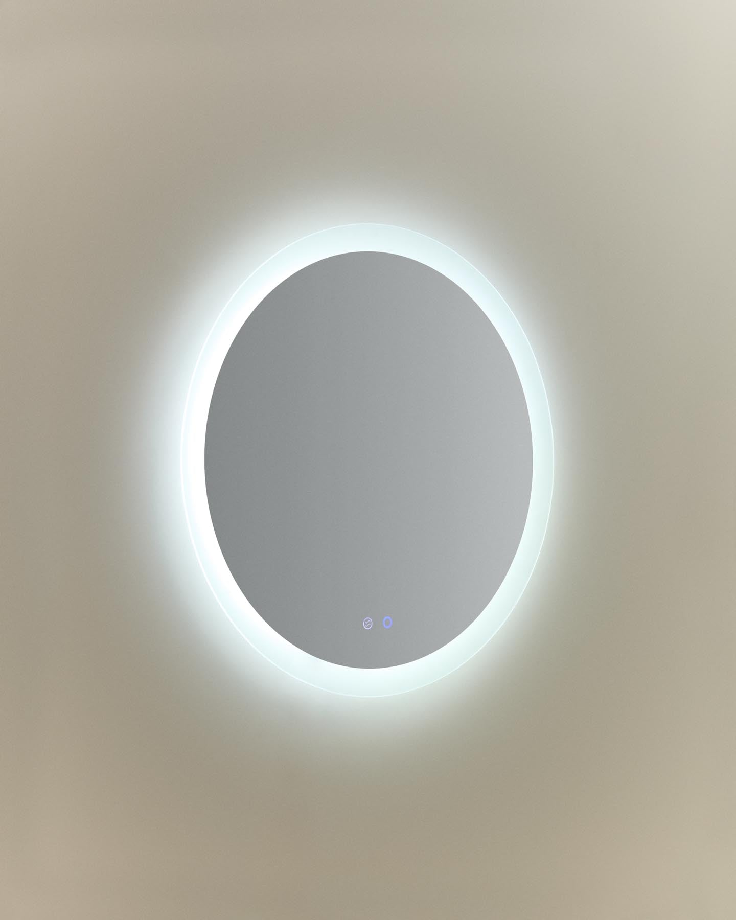 Runder Badezimmerspiegel Mervi mit LED-Licht und Anti-Beschlag-Funktion, Ø 60 cm in Transparent präsentiert im Onlineshop von KAQTU Design AG. Badzubehör ist von Kave Home