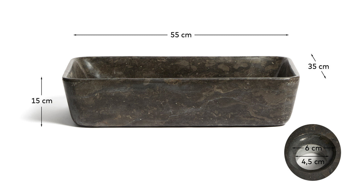 Aufsatzwaschbecken Darnen aus grauem Marmor, 55 x 35 cm in Grau präsentiert im Onlineshop von KAQTU Design AG. Badezimmermöbel ist von Kave Home
