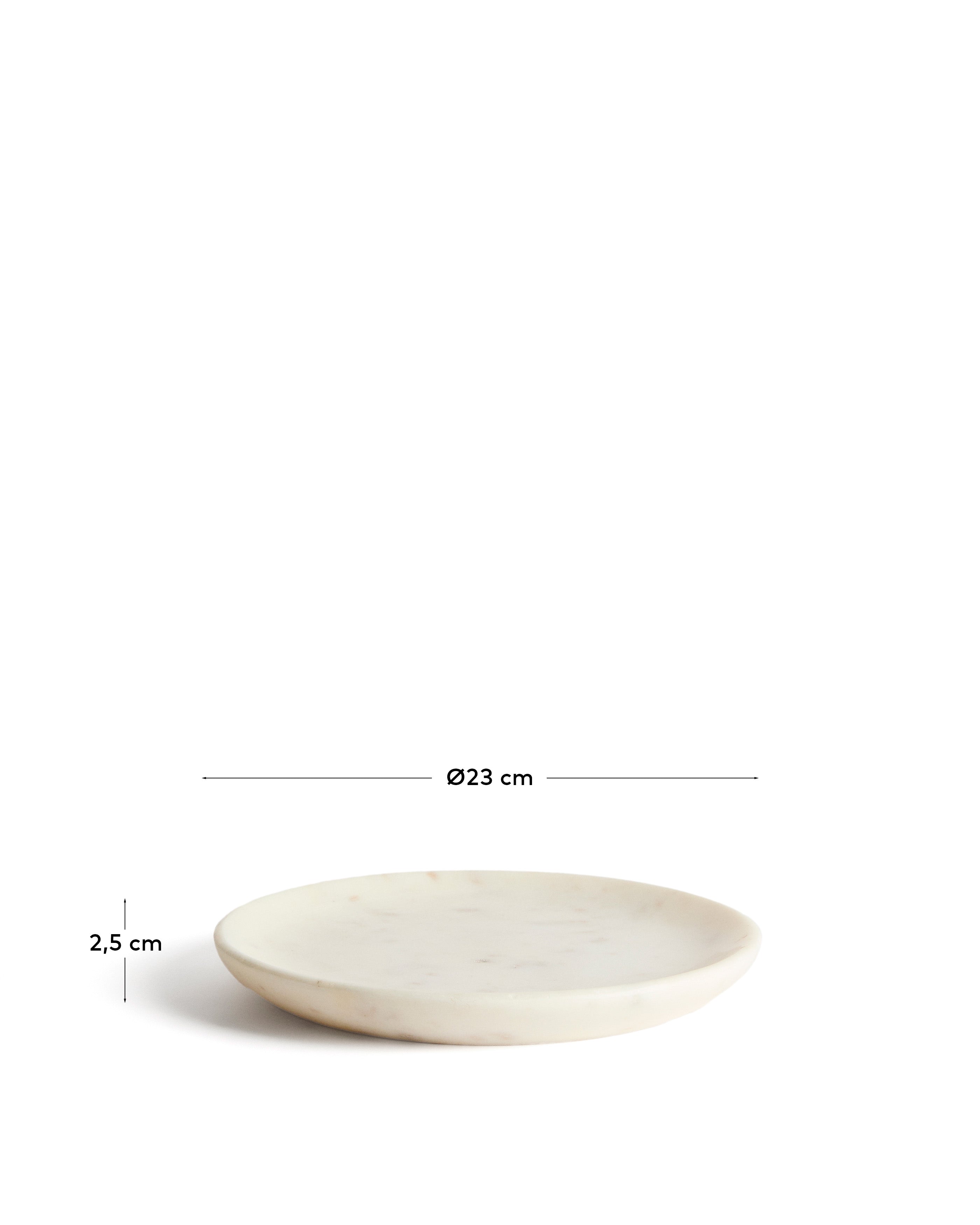 Dessertteller Erefi aus weissem Marmor in Grau präsentiert im Onlineshop von KAQTU Design AG. Dessertteller ist von Kave Home
