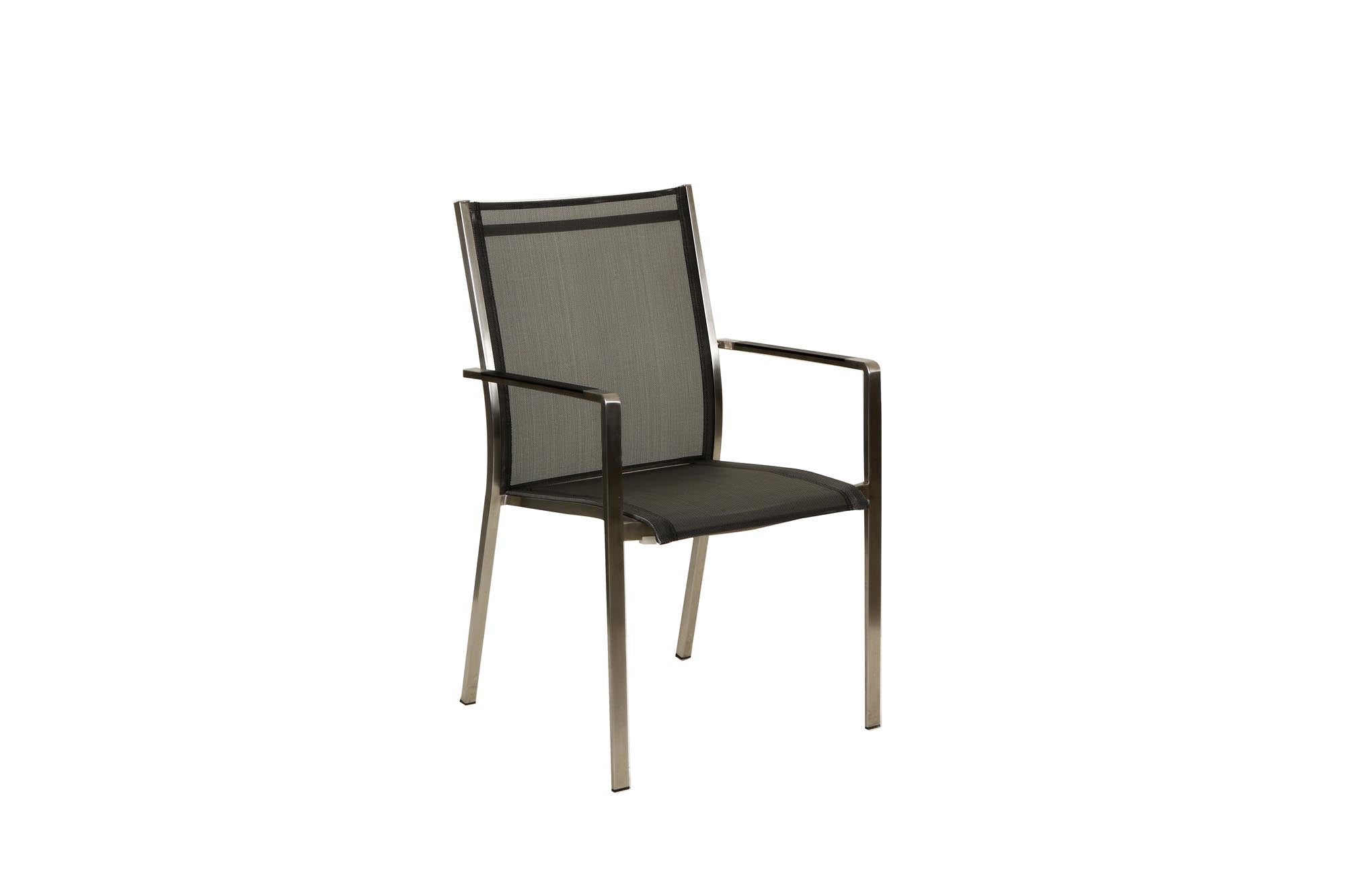 Florio II mit Alu-Armlehnen silber schwarz in präsentiert im Onlineshop von KAQTU Design AG. Gartenstuhl ist von Be Garden