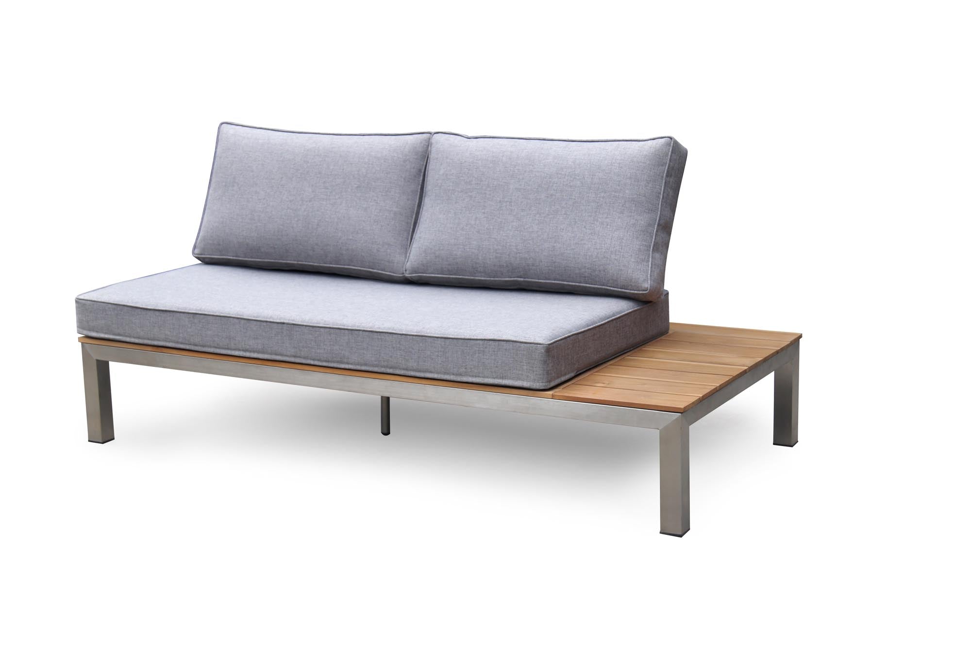 Elegantes Sofaelement Verona aus robustem Teakholz, ideal für stilvolle Outdoor-Lounges und gemütliche Zusammenkünfte im Garten.