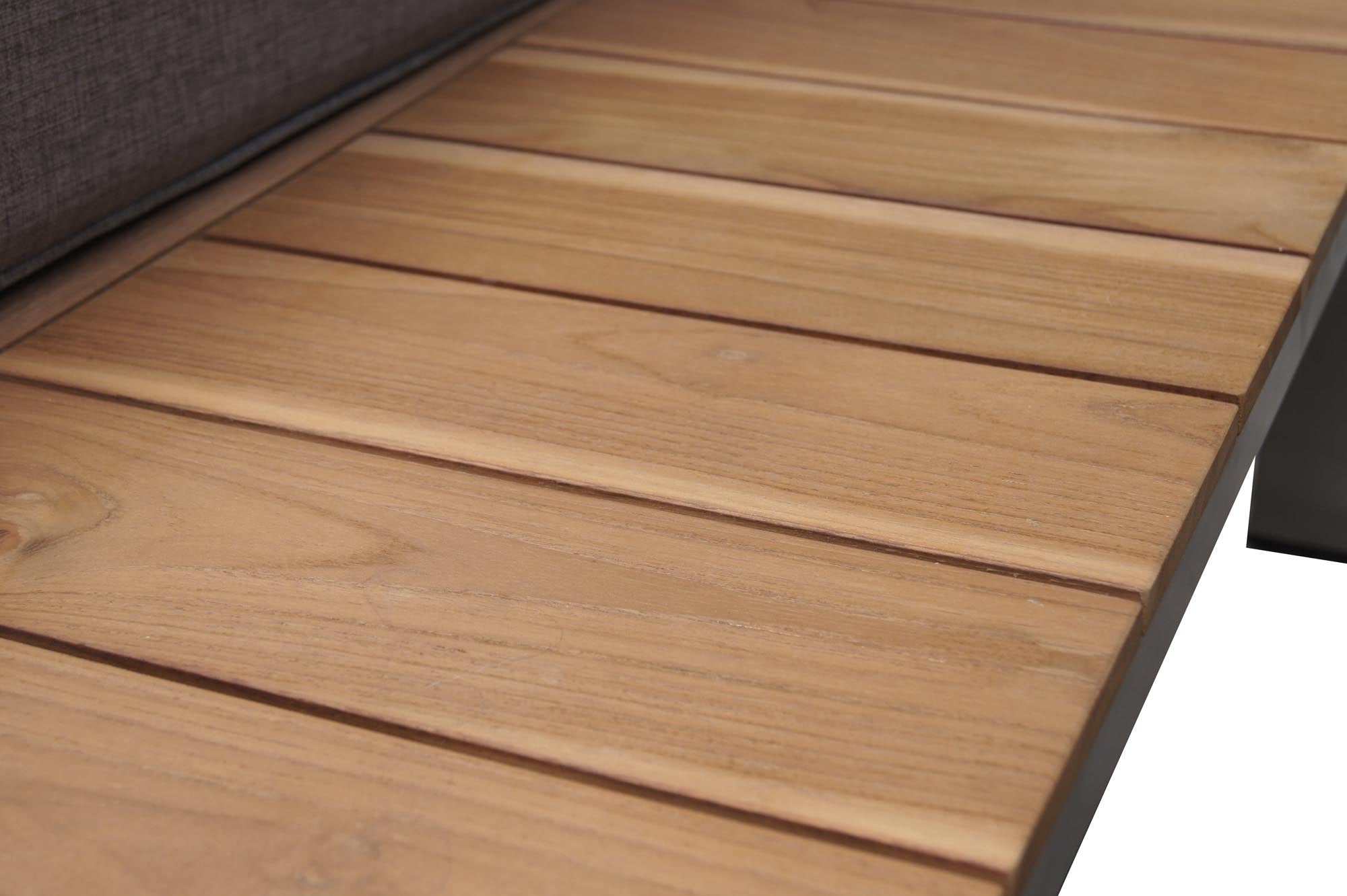 Elegantes Sofaelement Verona für Lounge-Bereiche, gefertigt aus robustem Teakholz, ideal für gemütliche Stunden im Freien.