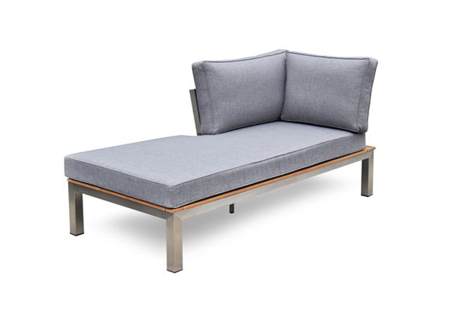 Elegantes Loungelement Verona von Be Garden, links/rechts konfigurierbar, aus hochwertigem Teakholz für stilvolle Entspannung im Garten.