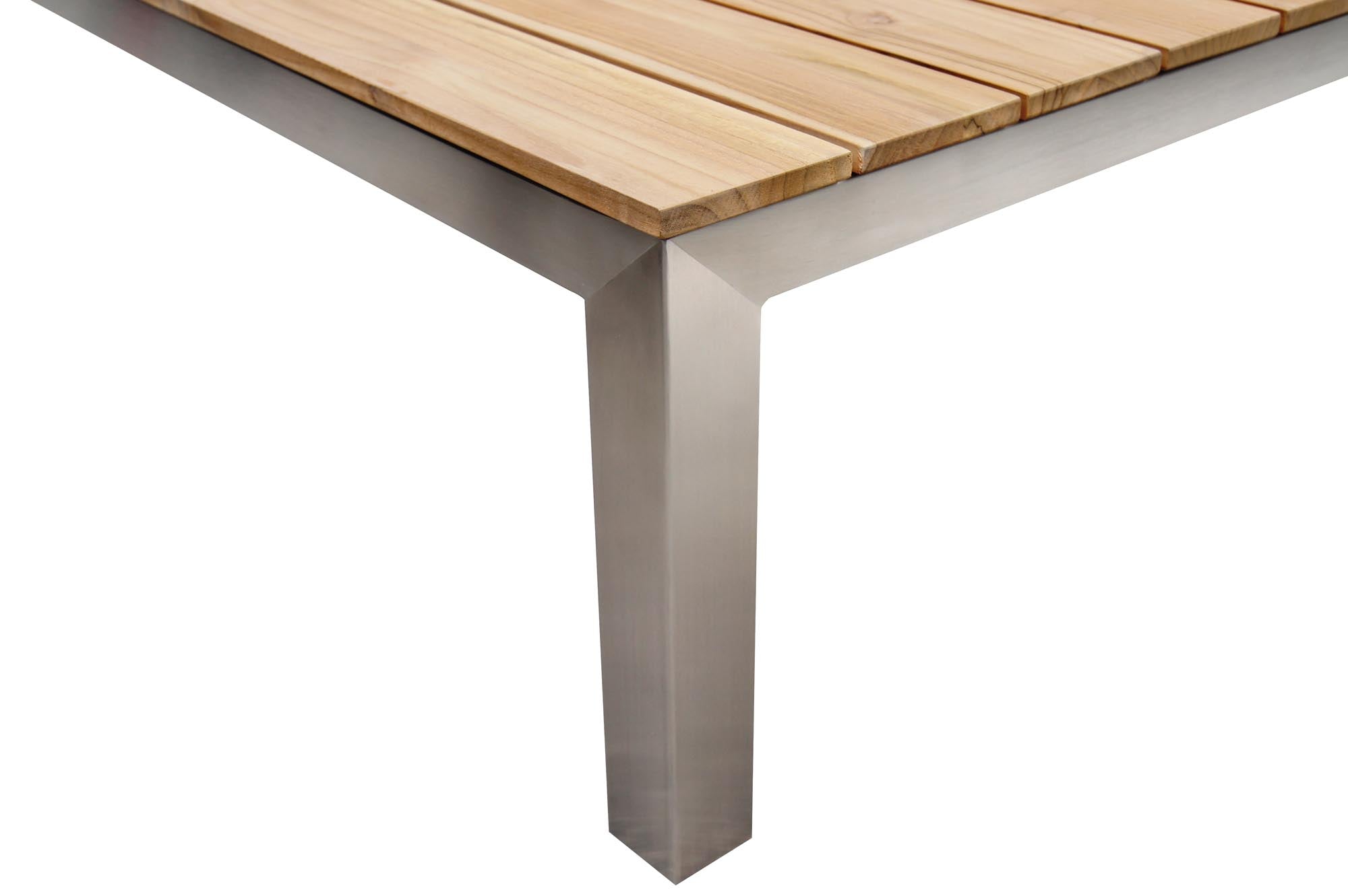 Eleganter Hocker Verona aus robustem Teakholz, ideal für gemütliche Momente im Freien, ob im Garten oder auf der Terrasse.