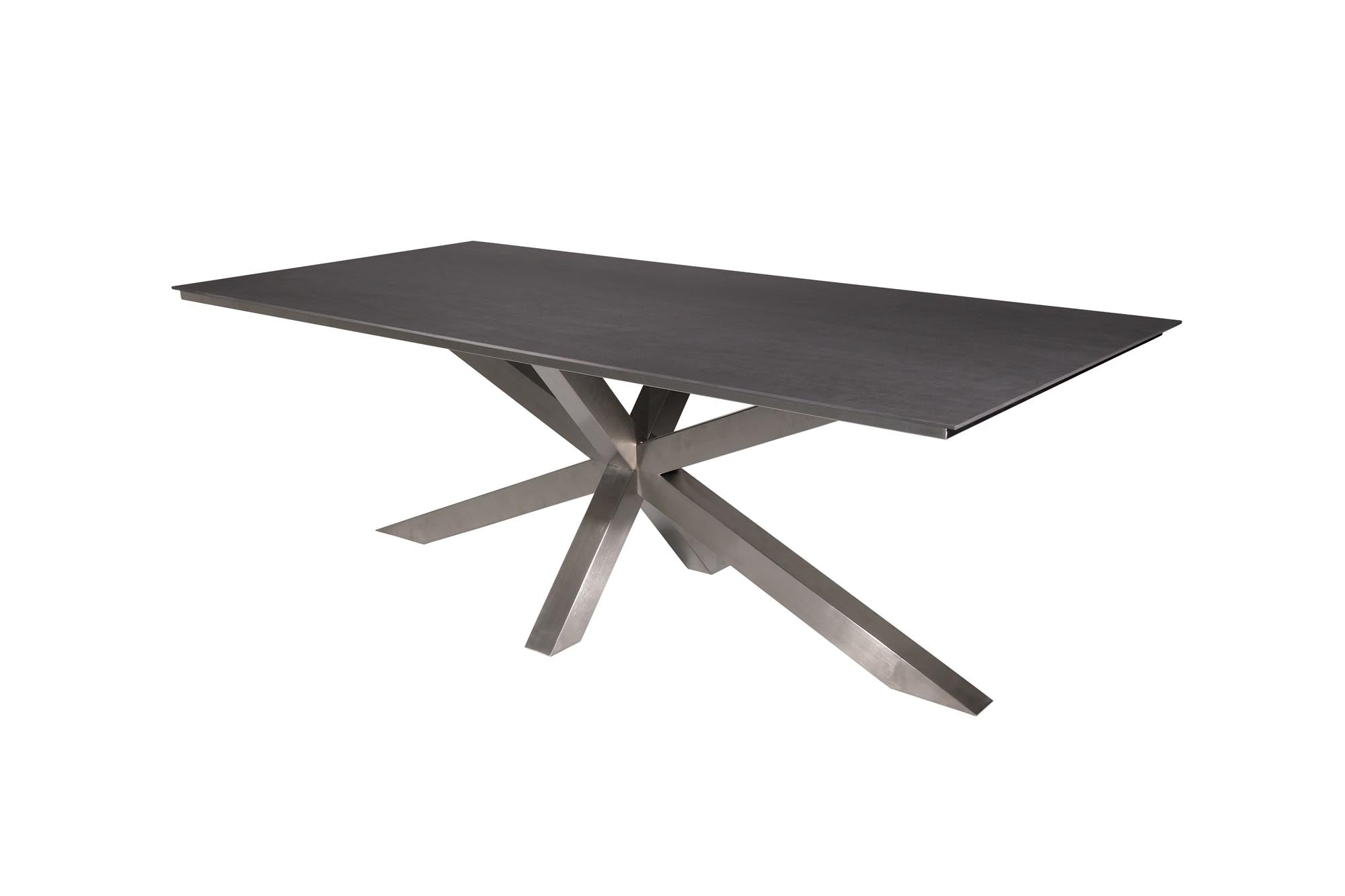 Gartentisch Monaco XX-Fuss, Edelstahl, 210x100 cm in Grau mit Strukturoberfläche präsentiert im Onlineshop von KAQTU Design AG. Gartentisch ist von Be Garden