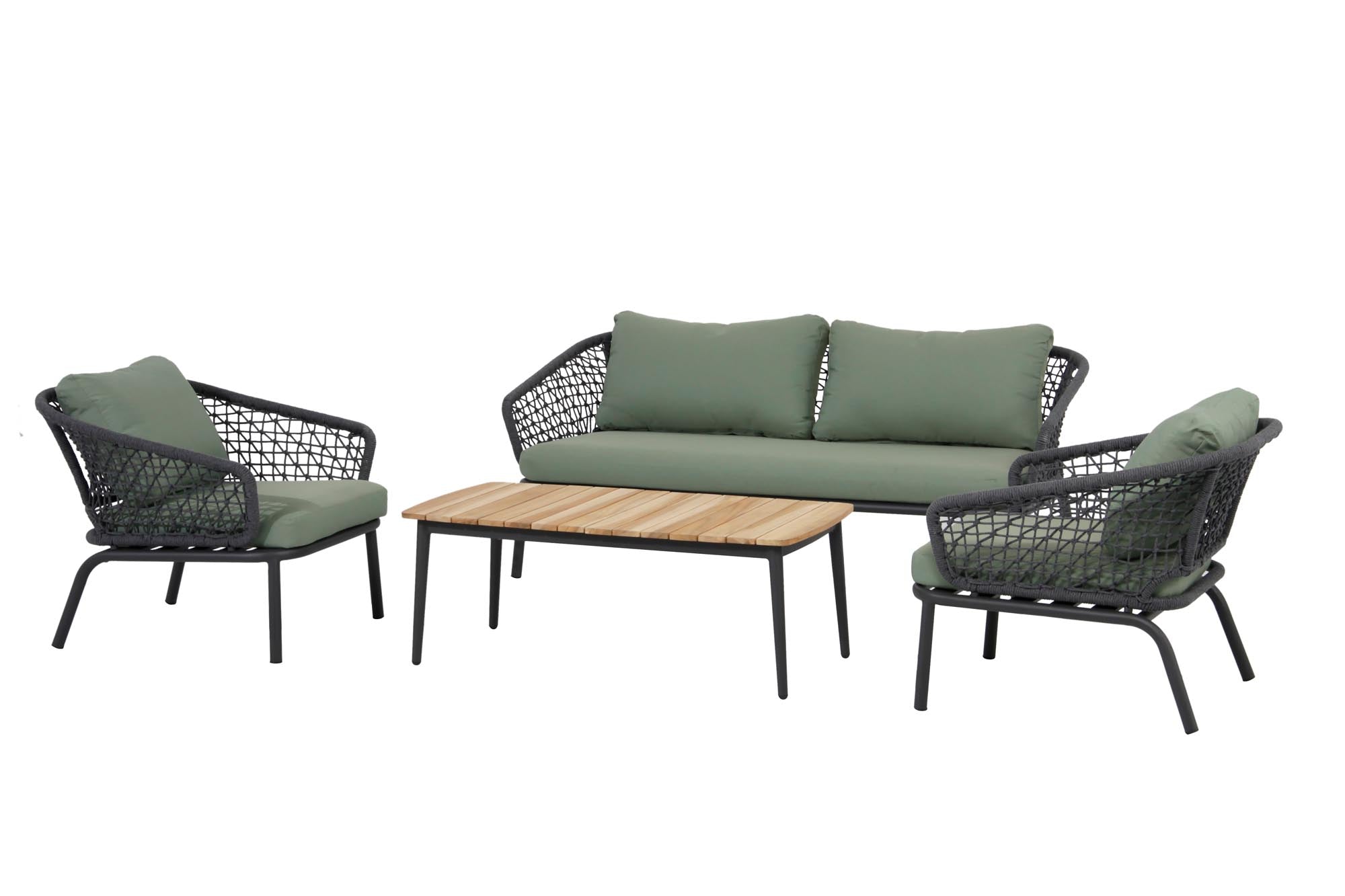 Elegante Gartenlounge Elena aus hochwertigem Teakholz, perfekt für gesellige Abende im Freien. Hochwertiges Loungeset von Be Garden.