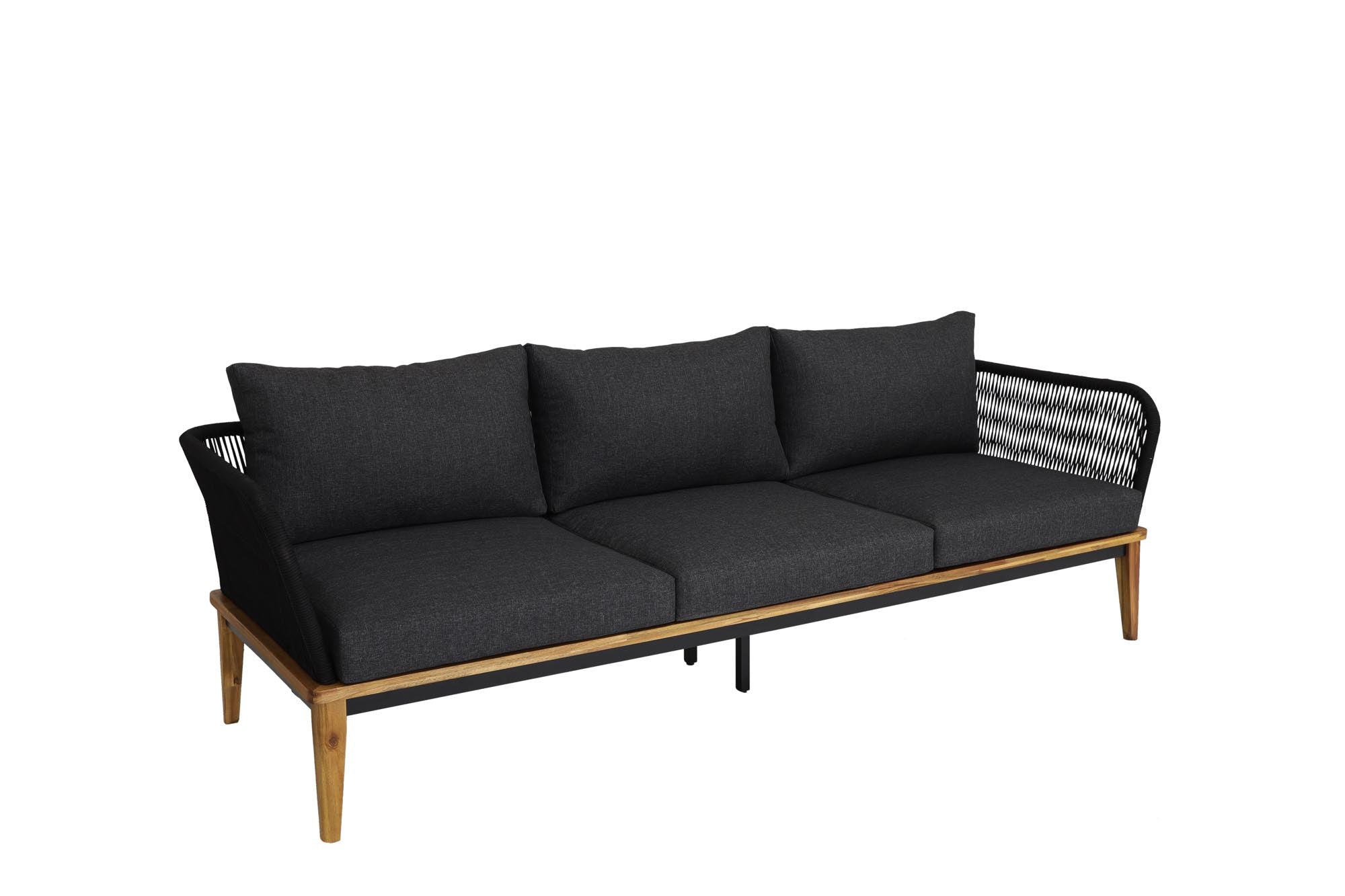 Elegantes 3-Sitzer Gartensofa Bellinzona aus Teakholz, ideal für entspannte Stunden im Garten oder auf der Terrasse.