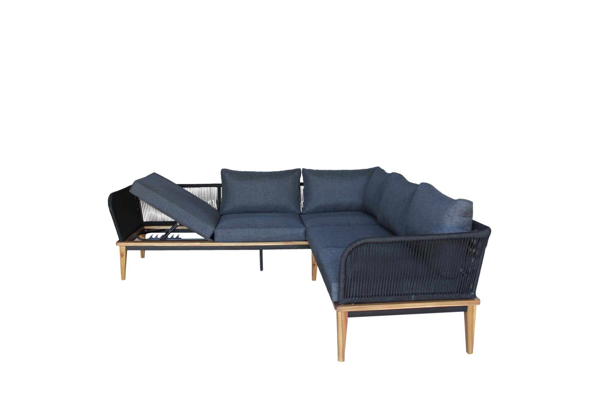 Gartenlounge Bellinzona gross, 3er und 2er Sofa in Teak finish präsentiert im Onlineshop von KAQTU Design AG. Loungeset ist von Be Garden