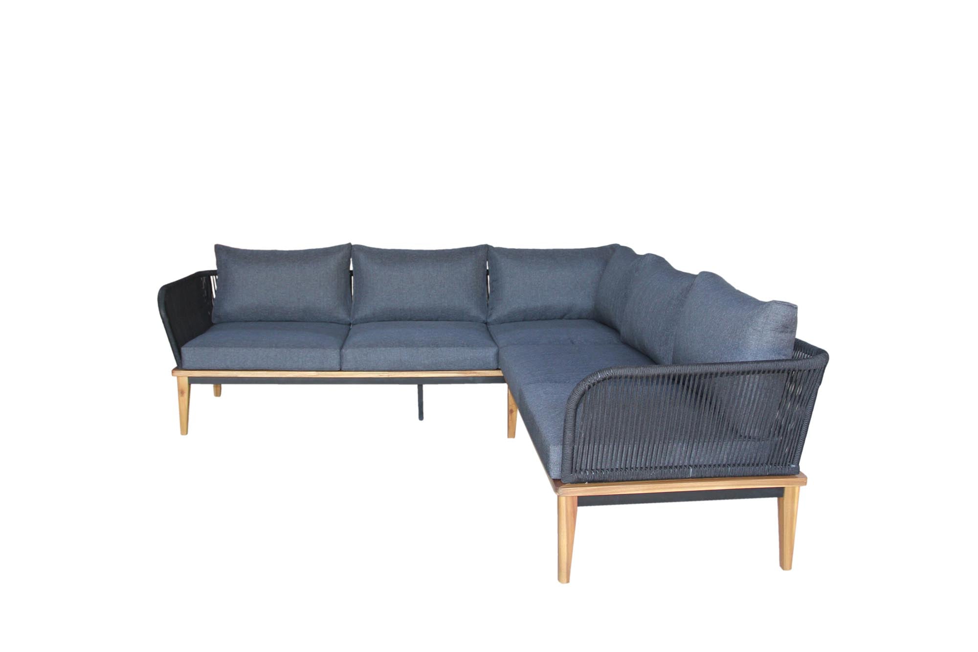 Moderne Gartenlounge Bellinzona in stilvollem Design, bestehend aus einem 3er und 2er Sofa, perfekt für gesellige Abende im Freien.