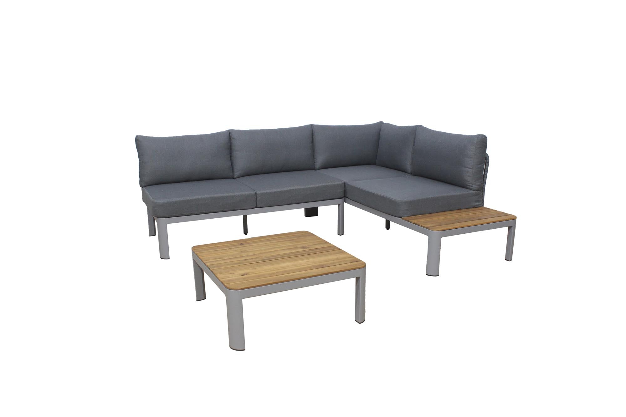 Moderne Loungegruppe Madrid mit hochwertigem Loungetisch aus Akazienholz, ideal für entspannte Stunden im Freien von Be Garden.