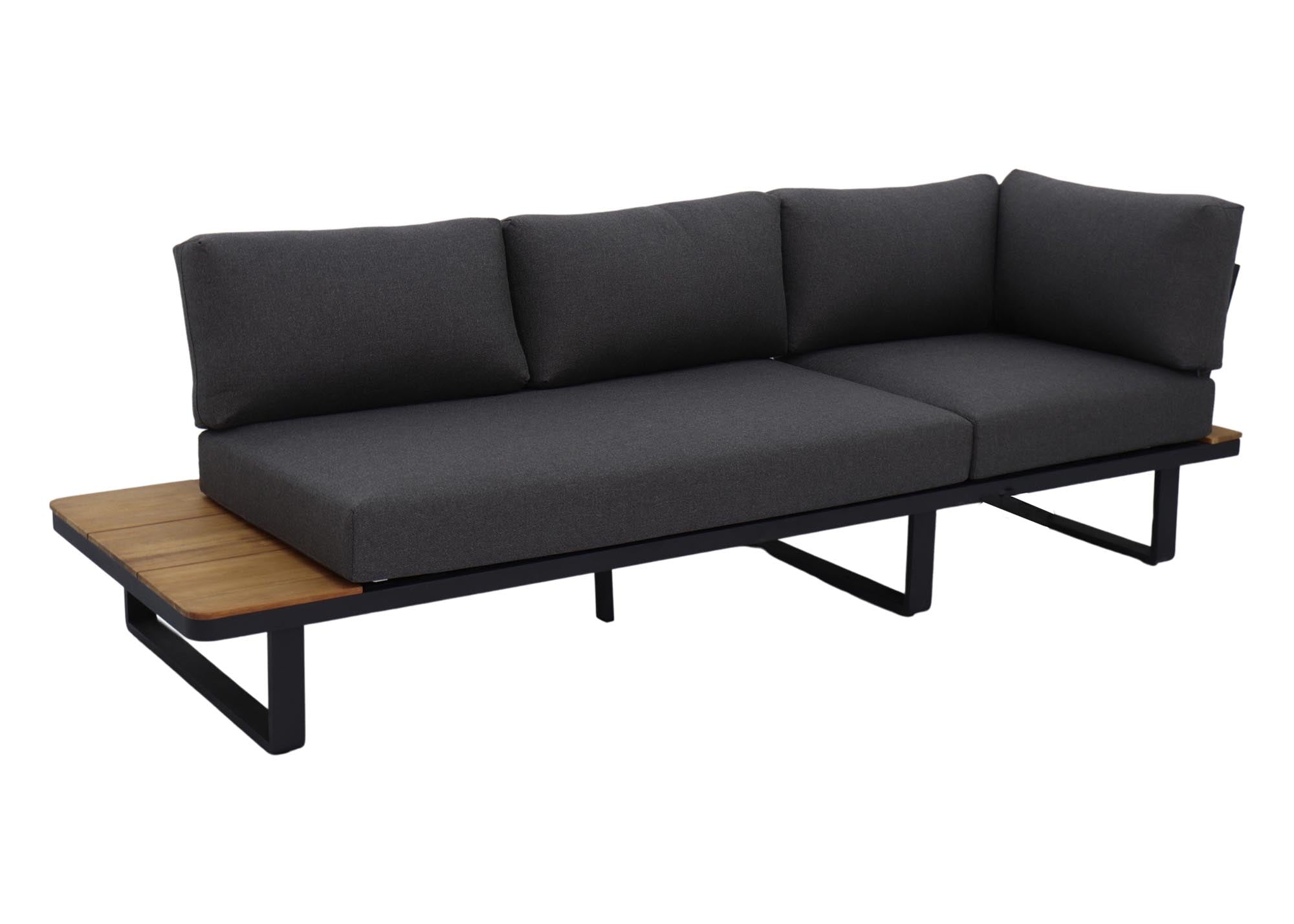 Gartensofa Silas, 3-Sitzer, Alugestell schwarz in Akazie präsentiert im Onlineshop von KAQTU Design AG. Lounge Sofa ist von Be Garden