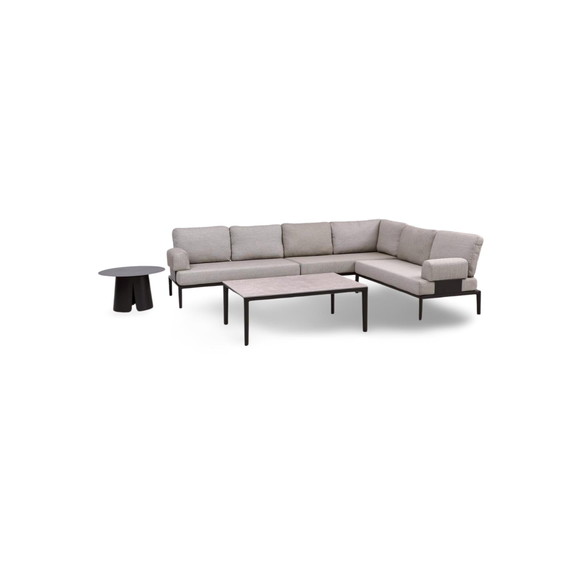 Moderner Loungetisch Fiore in elegantem Anthrazit, Ø70 cm x 42 cm, ideal für gemütliche Abende und stilvolle Akzente im Wohnraum.