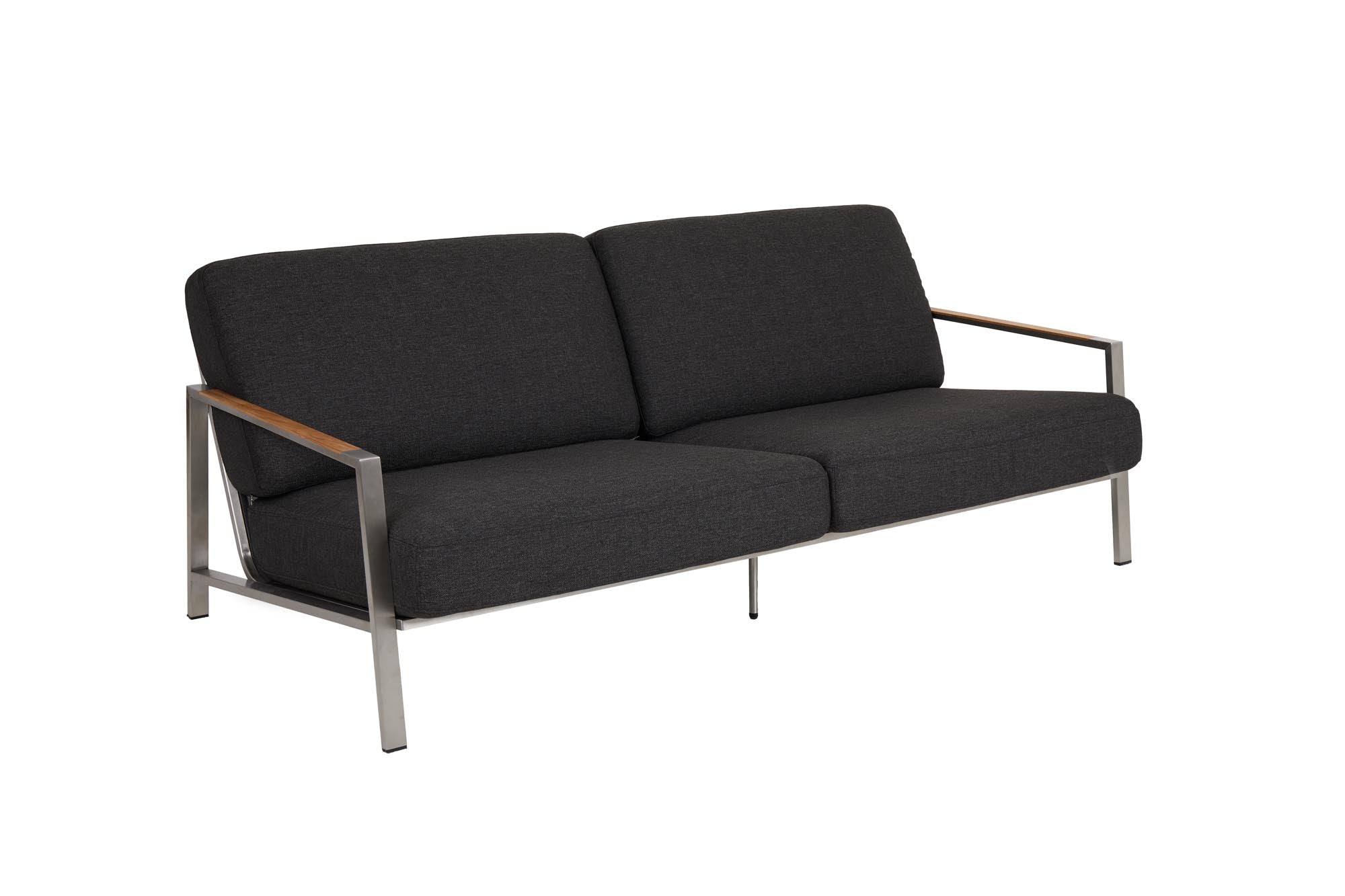 Sofa Naos, Edelstahlgestell, Armlehnenauflage Teak in präsentiert im Onlineshop von KAQTU Design AG. Lounge Sofa ist von Be Garden
