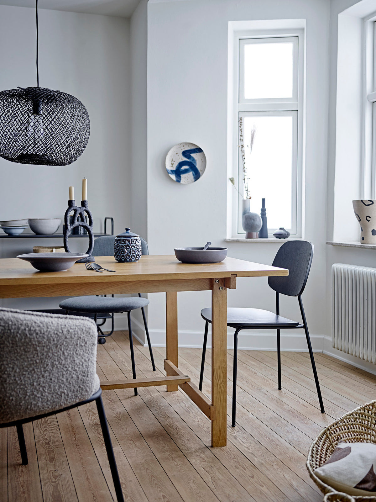 Ozcar Wanddekoration, Blau, Steingut in Blue präsentiert im Onlineshop von KAQTU Design AG. Wanddeko ist von Bloomingville
